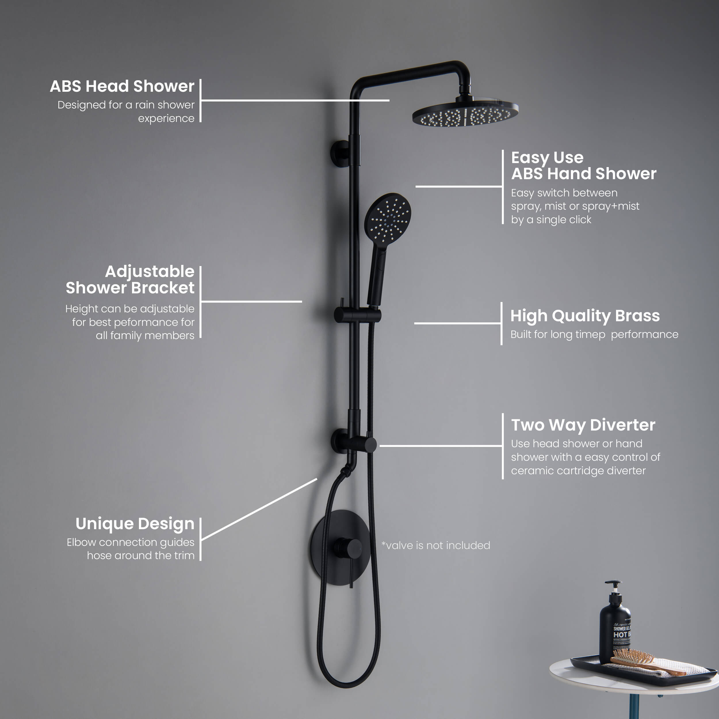 Circular Shower Column with Dual Function Shower Head KSC401