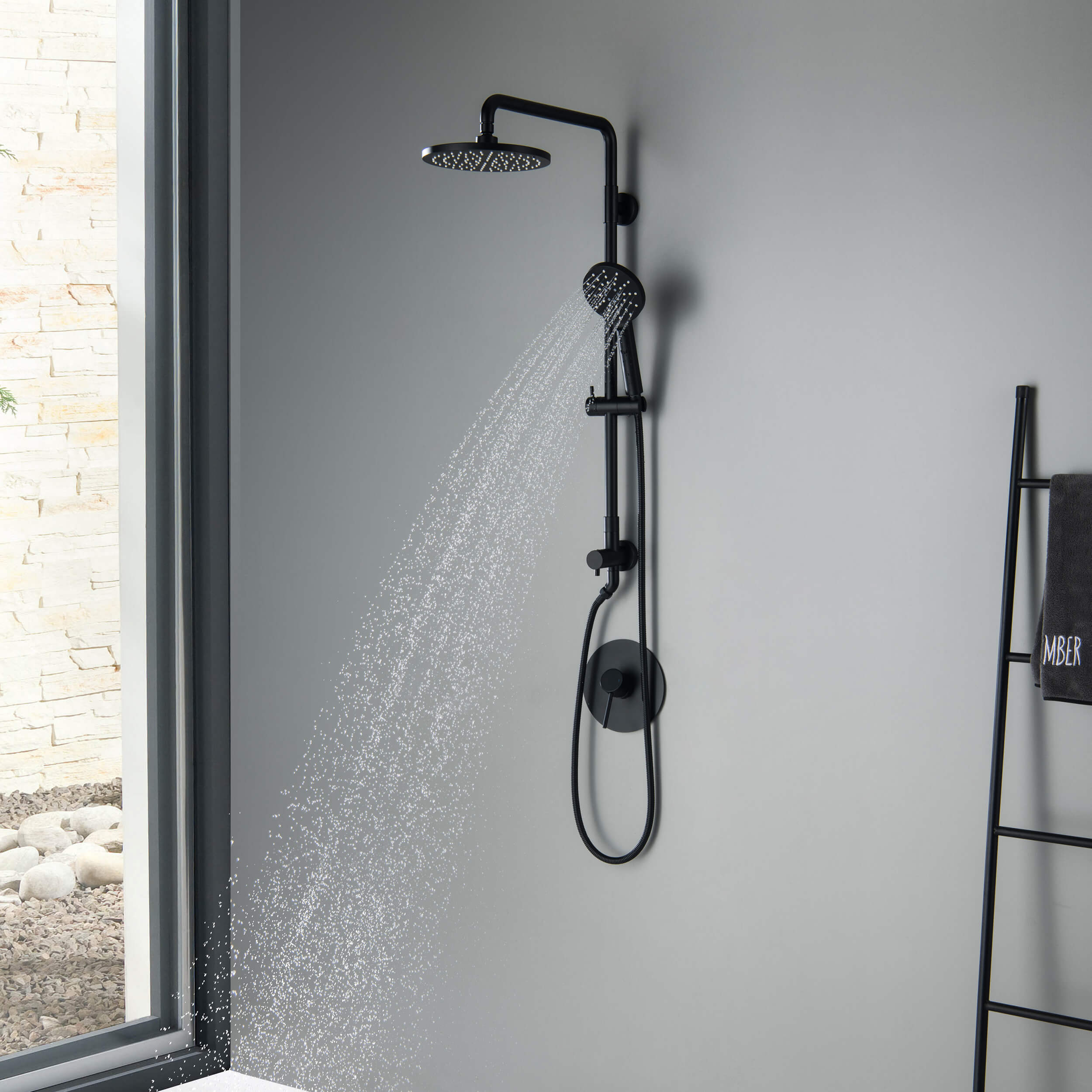 Circular Shower Column with Dual Function Shower Head KSC401