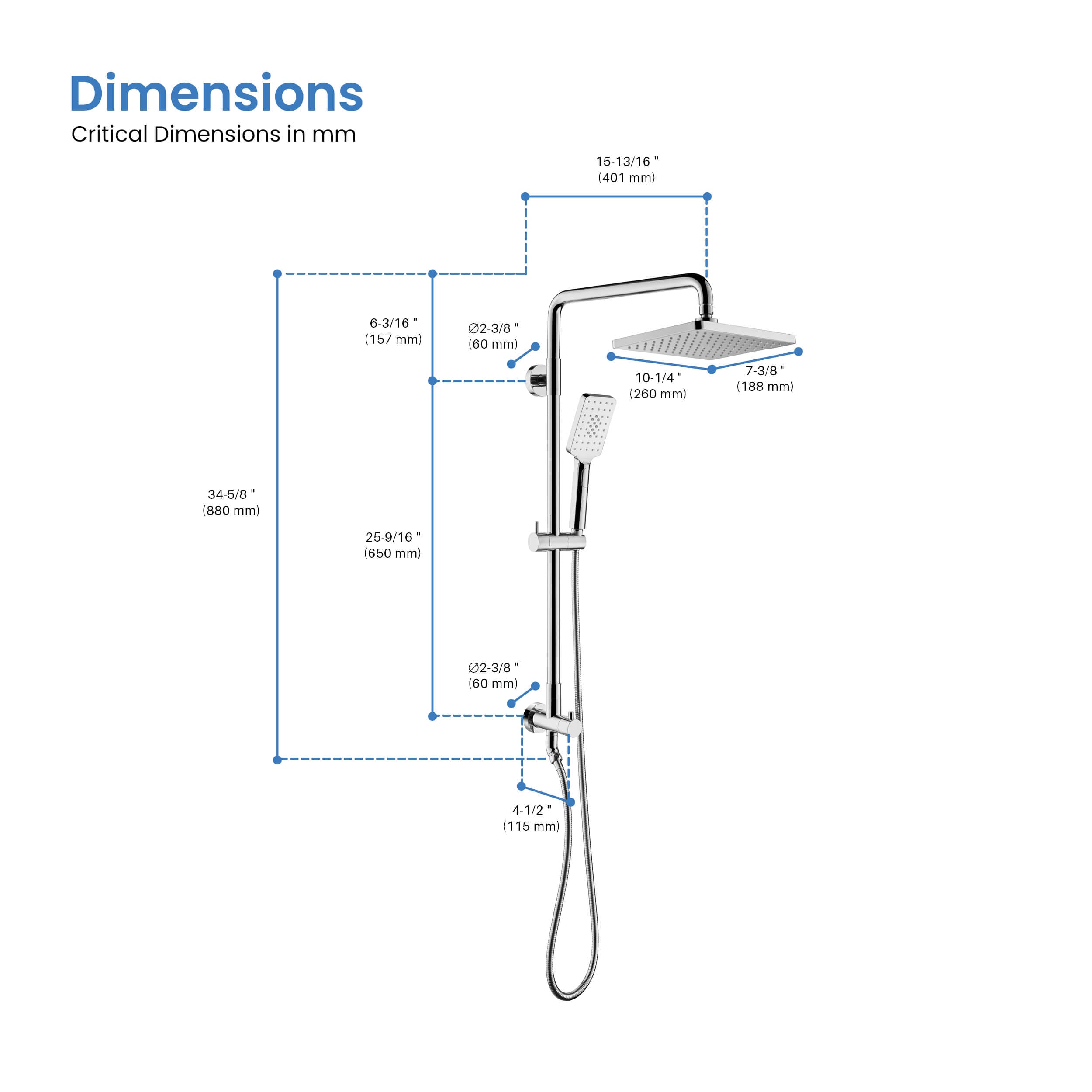 Cube Shower Column with Dual Function Shower Head KSC402