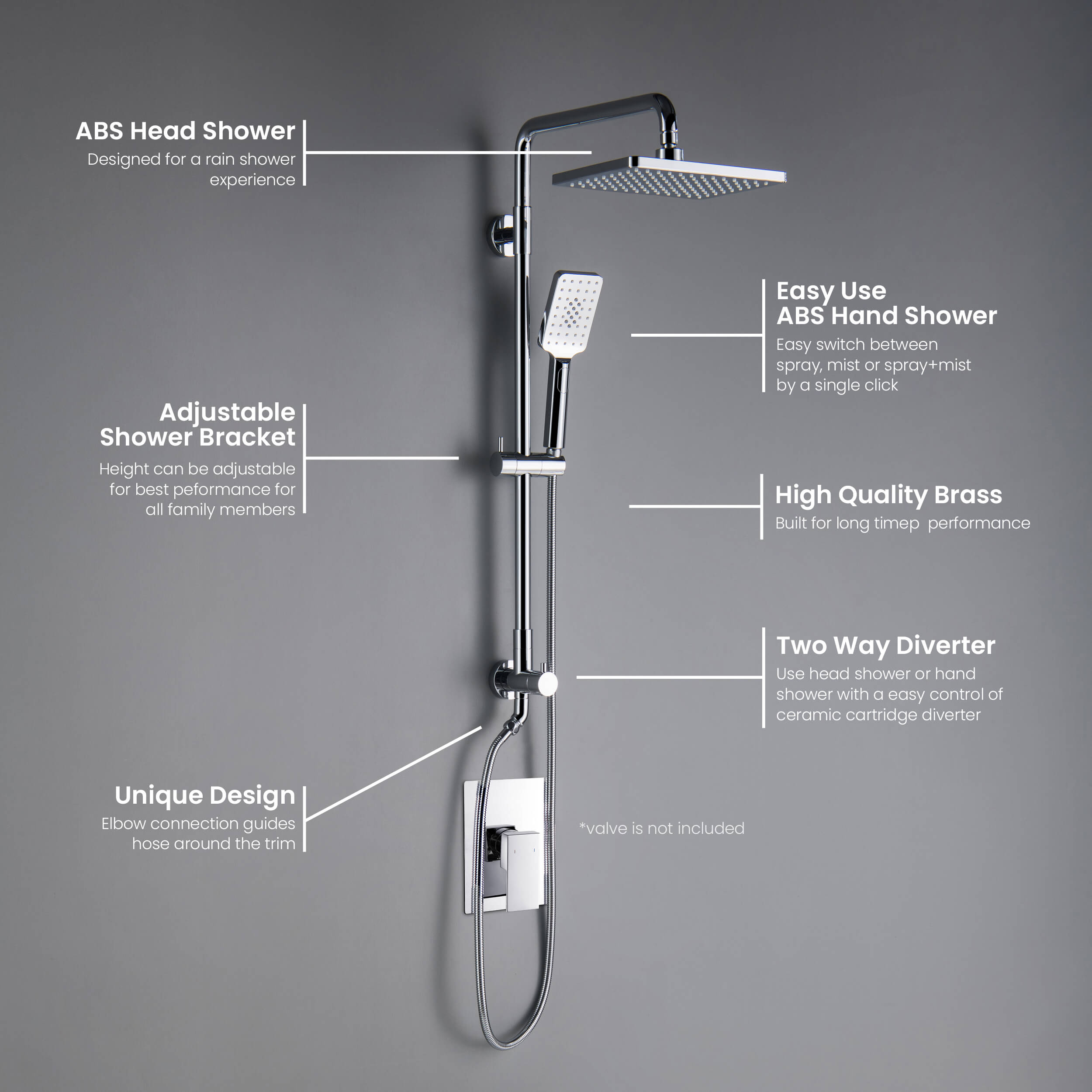 Cube Shower Column with Dual Function Shower Head KSC402