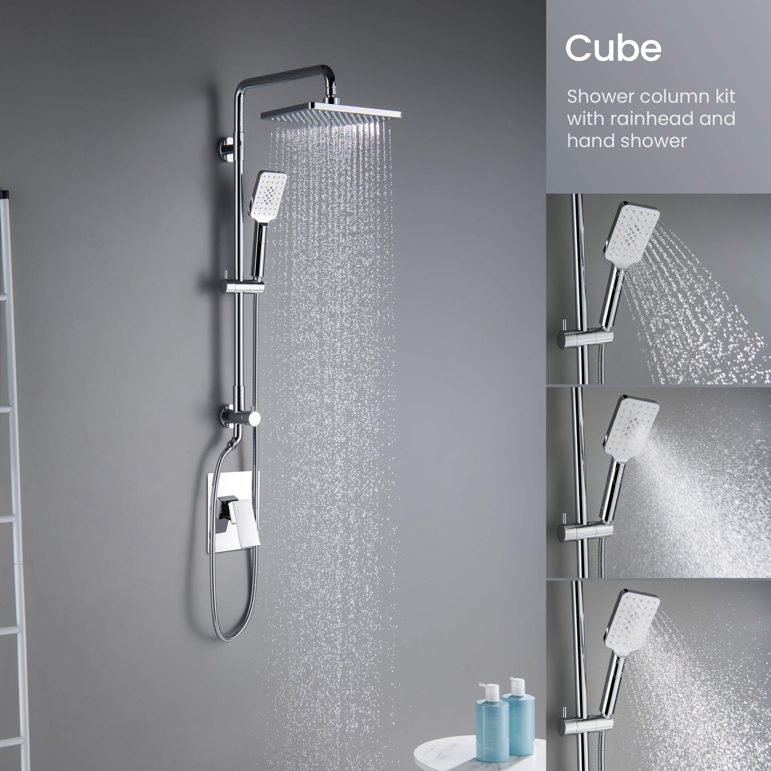 Cube Shower Column with Dual Function Shower Head KSC402