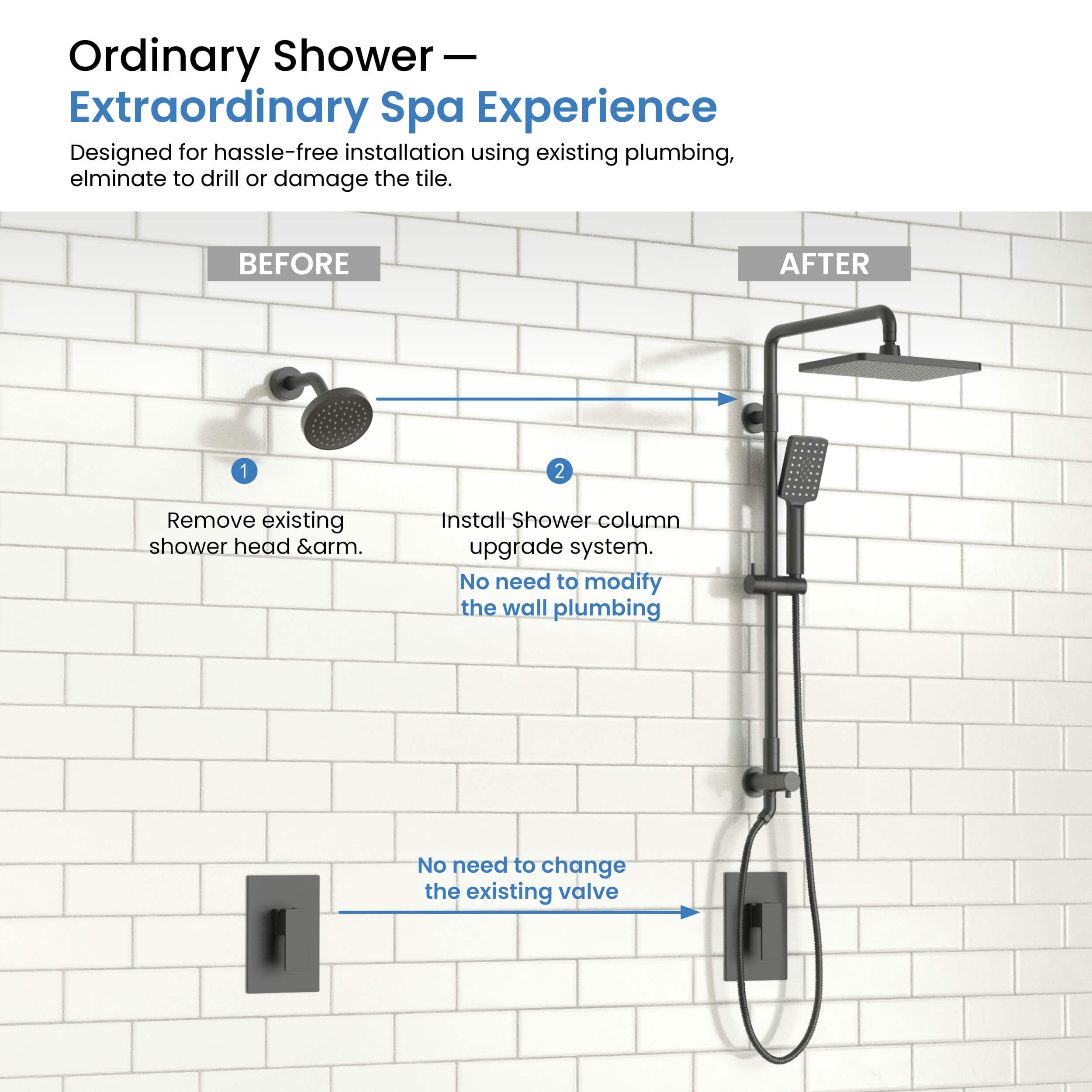 Cube Shower Column with Dual Function Shower Head KSC402