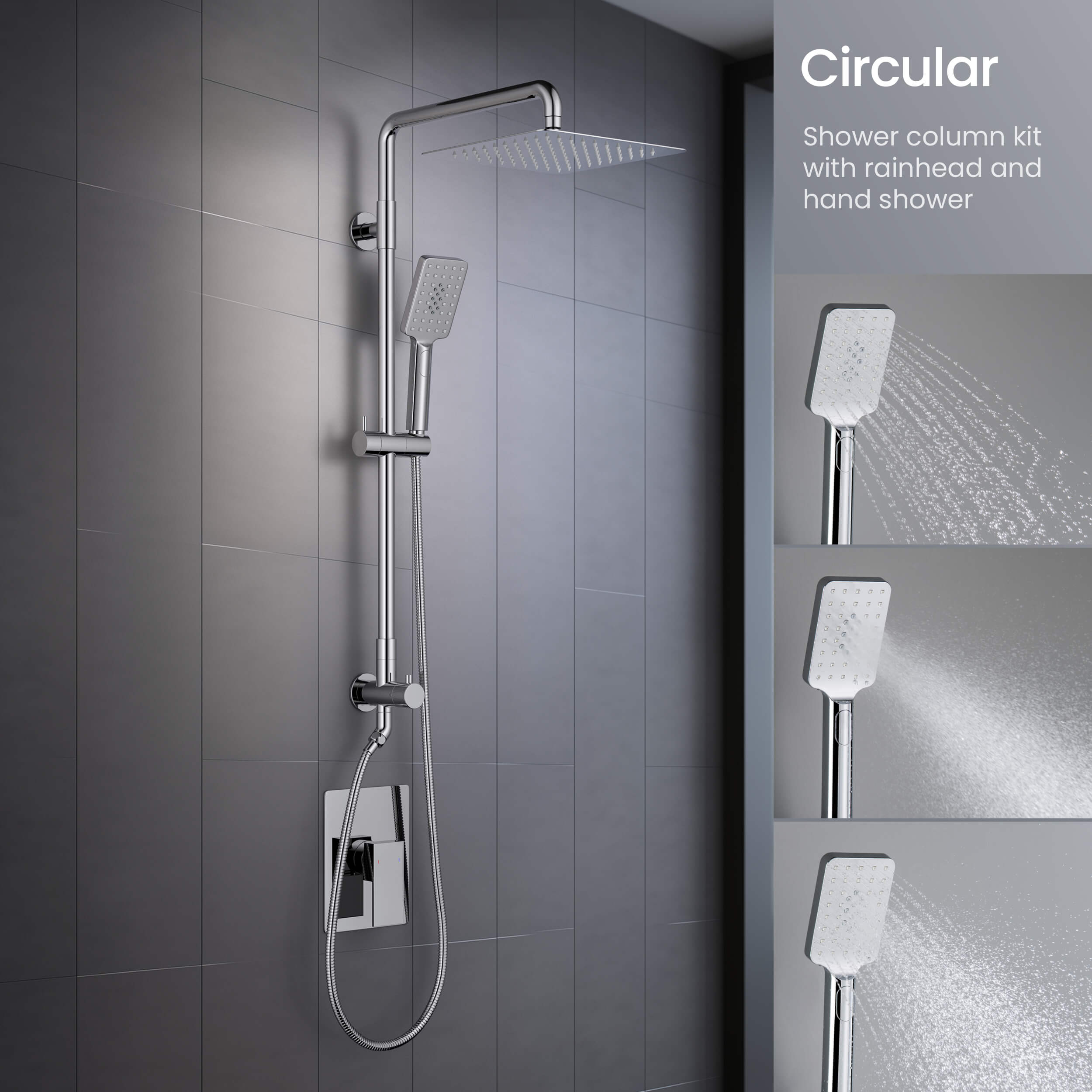 Cube Pressure Balanced 2-Function Shower Column with Rough In Valve KSC404