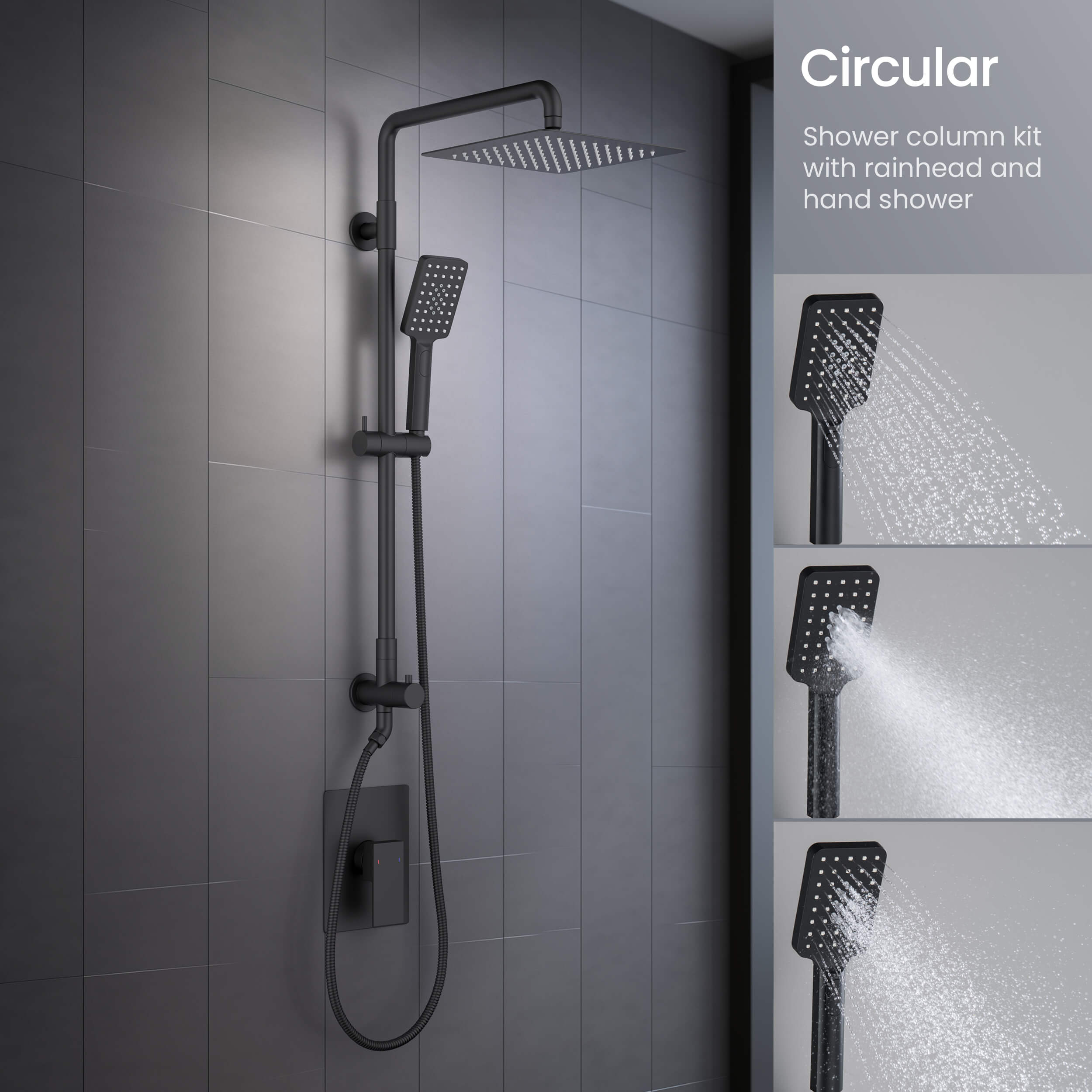 Cube Pressure Balanced 2-Function Shower Column with Rough In Valve KSC404