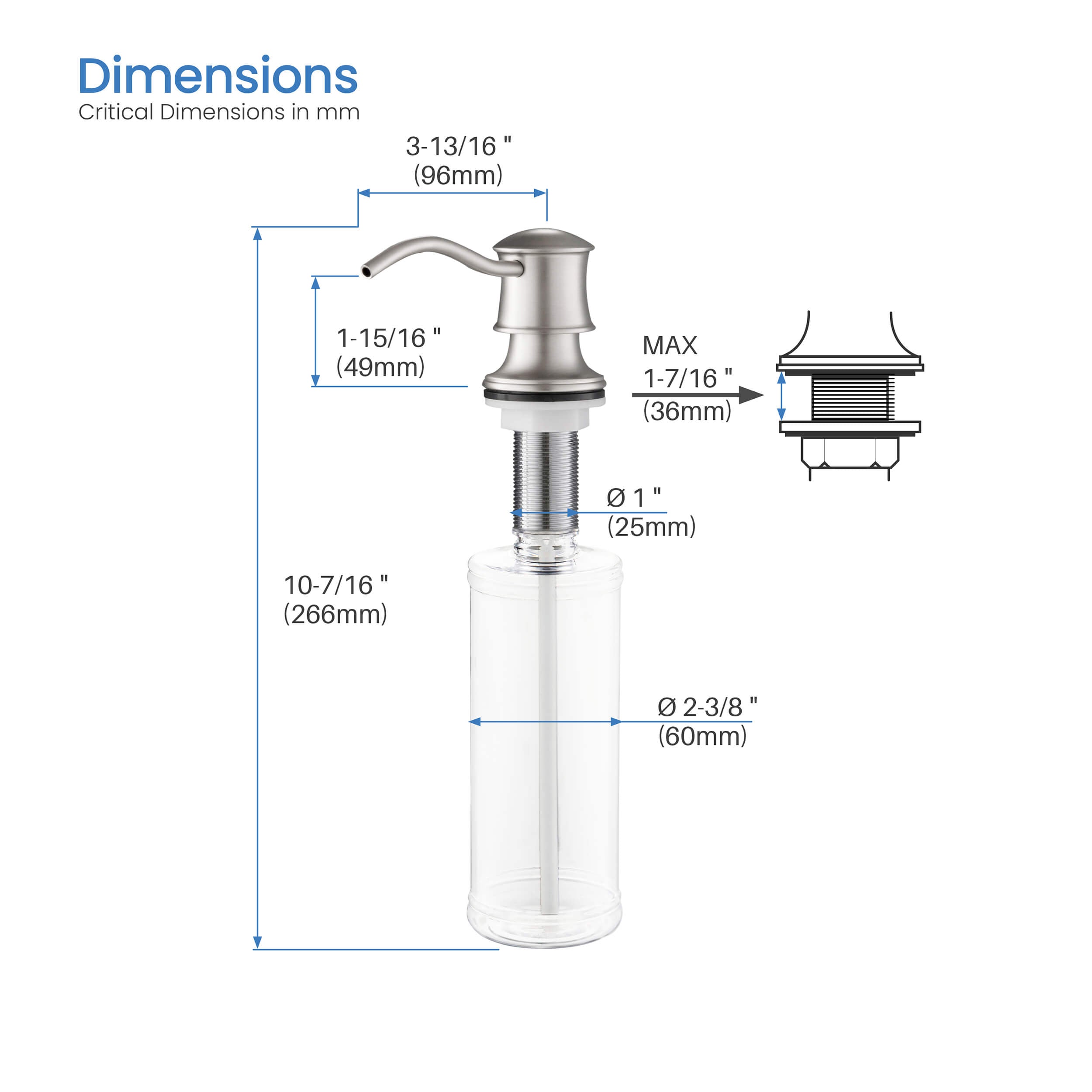 Kitchen Lead Free Solid Brass Construction Soap Dispenser - KSD101