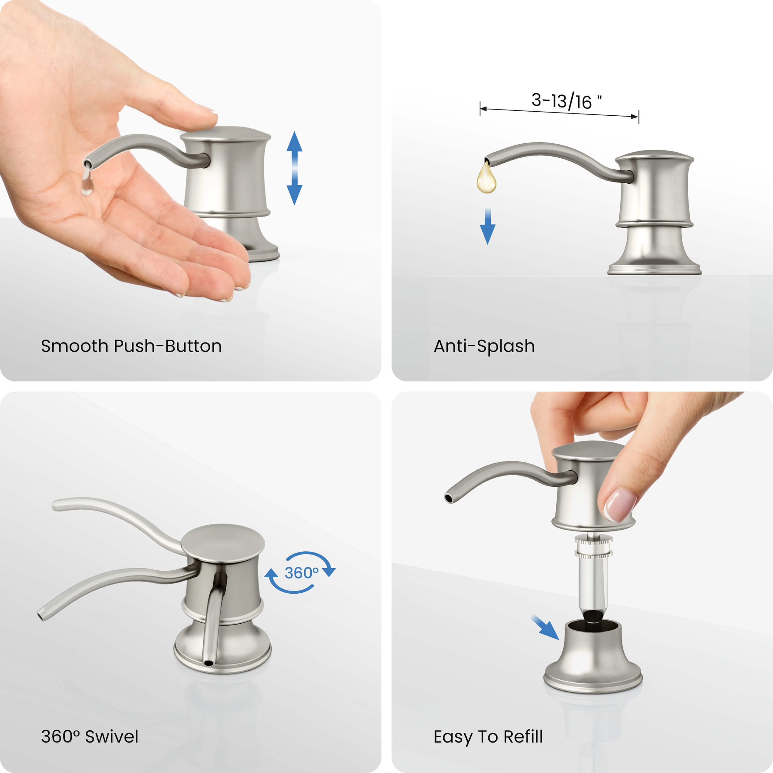 Kitchen Lead Free Solid Brass Construction Soap Dispenser - KSD101