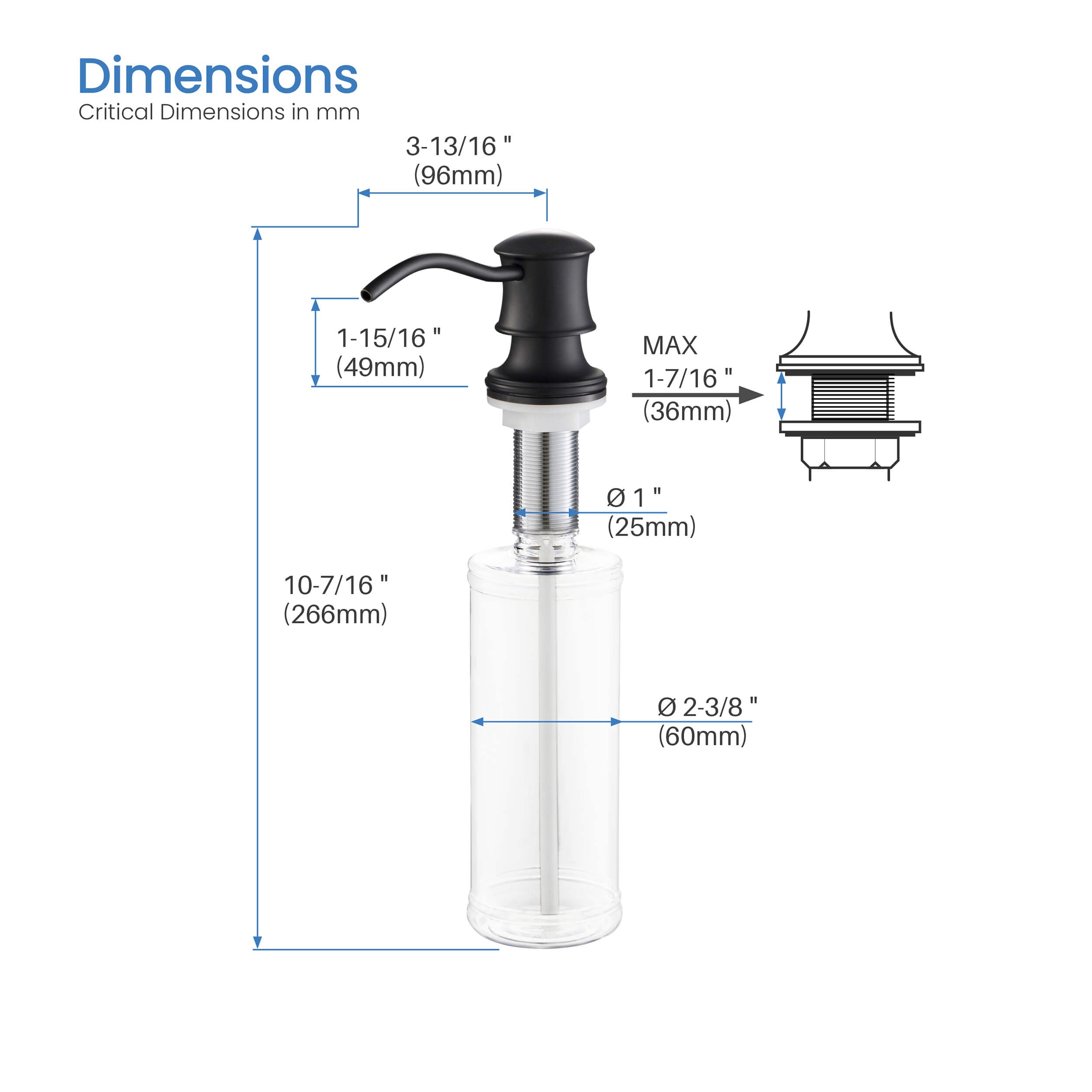 Kitchen Lead Free Solid Brass Construction Soap Dispenser - KSD101