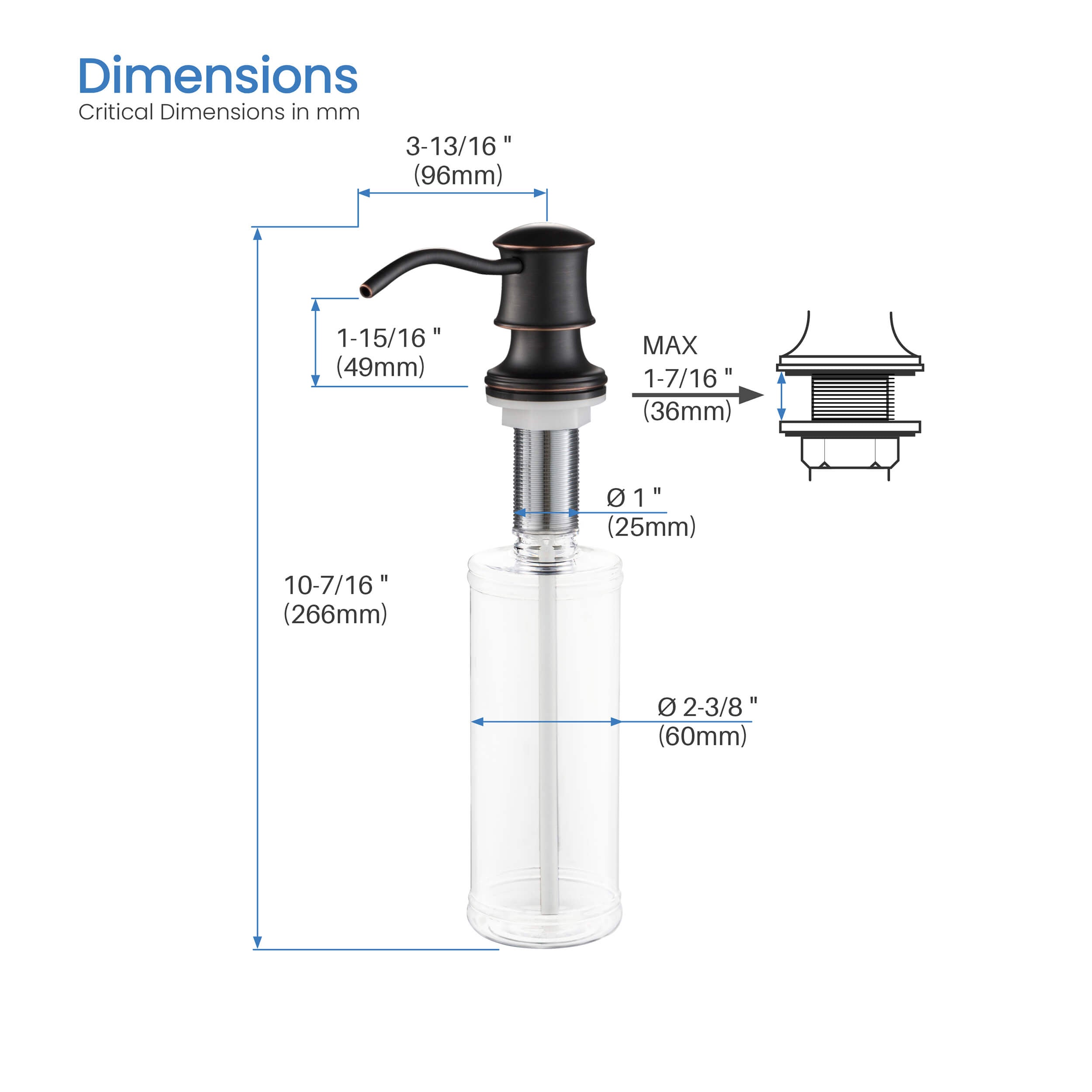 Kitchen Lead Free Solid Brass Construction Soap Dispenser - KSD101