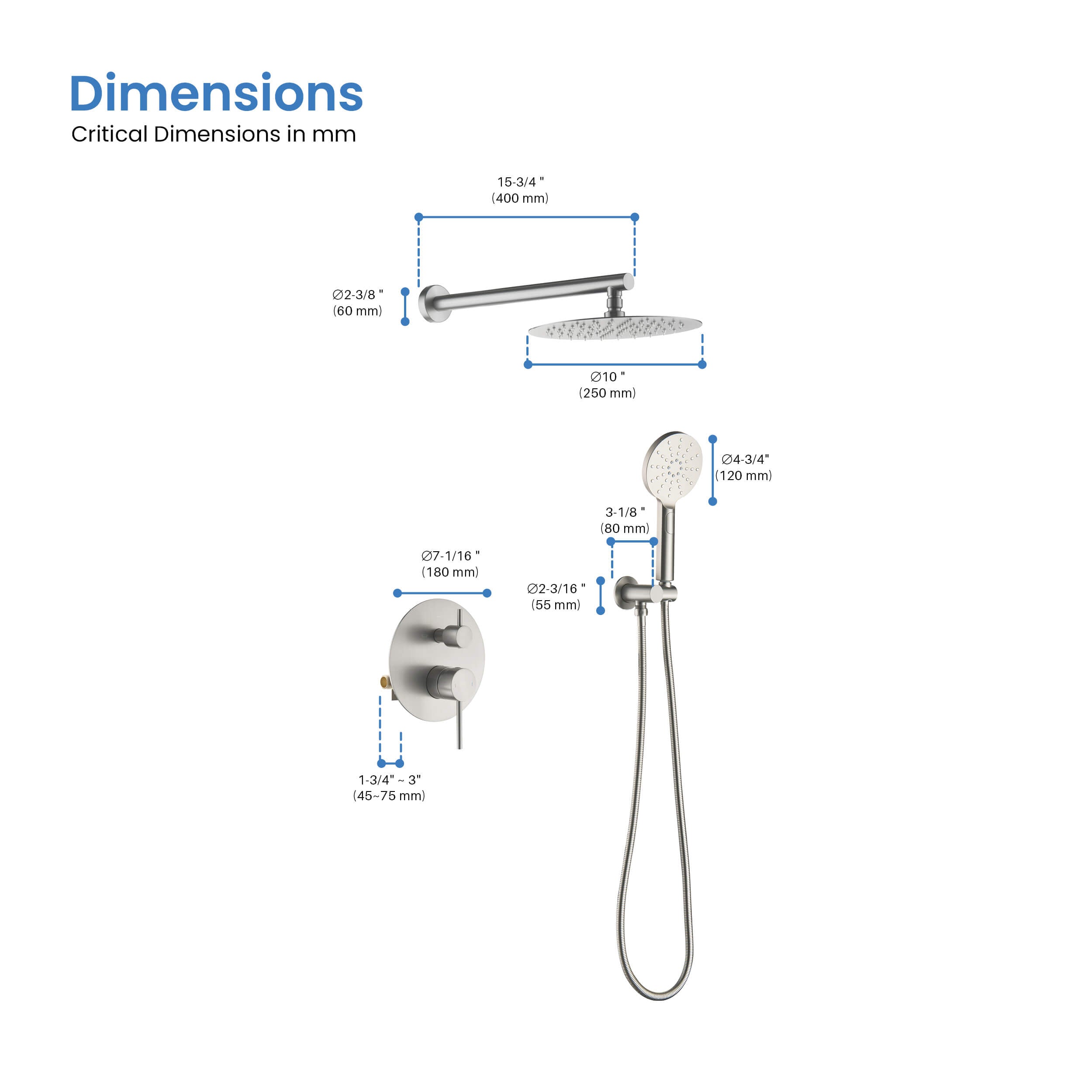 Circular Pressure Balanced 2-Function Shower System with Rough-In Valve KSF403