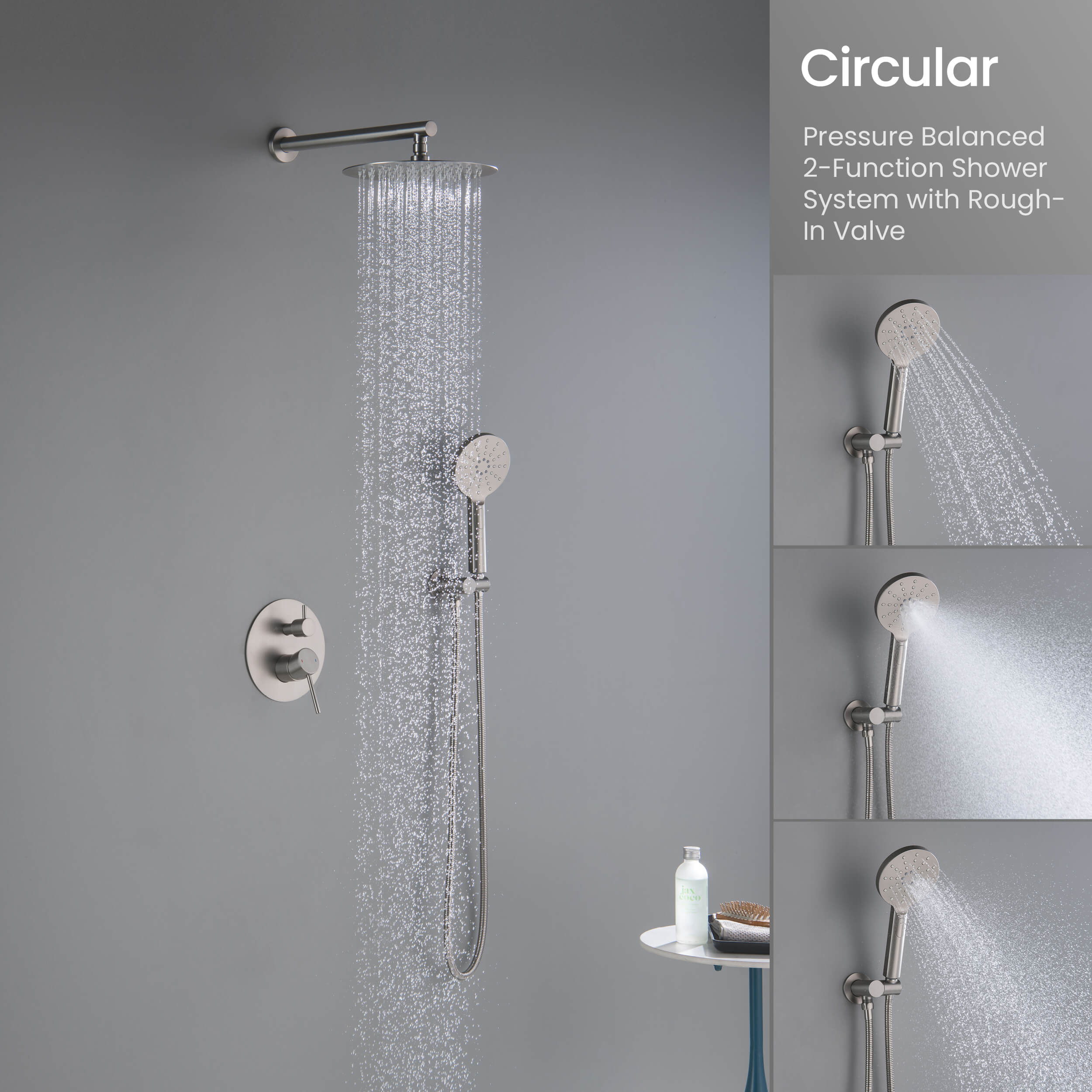 Circular Pressure Balanced 2-Function Shower System with Rough-In Valve KSF403