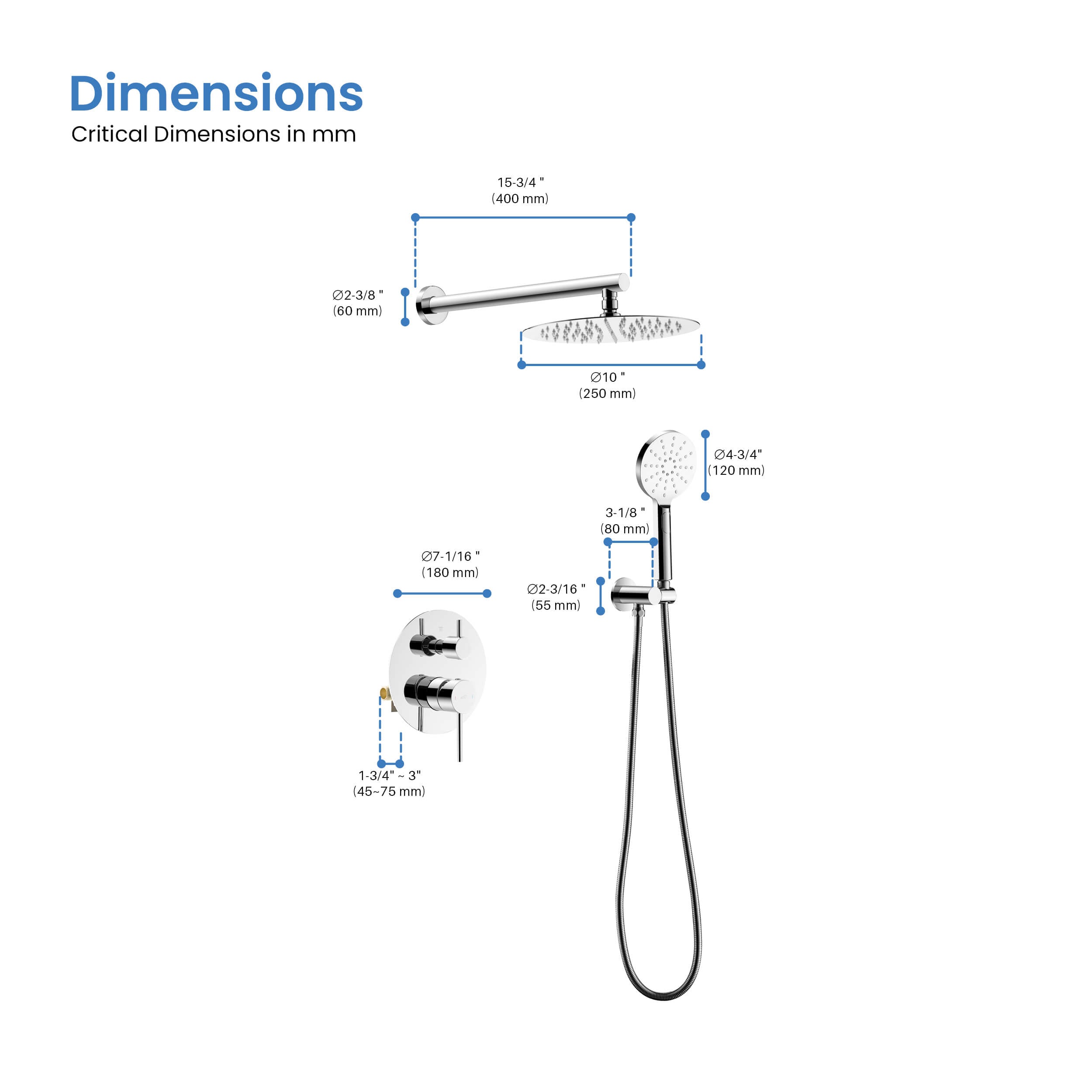 Circular Pressure Balanced 2-Function Shower System with Rough-In Valve KSF403