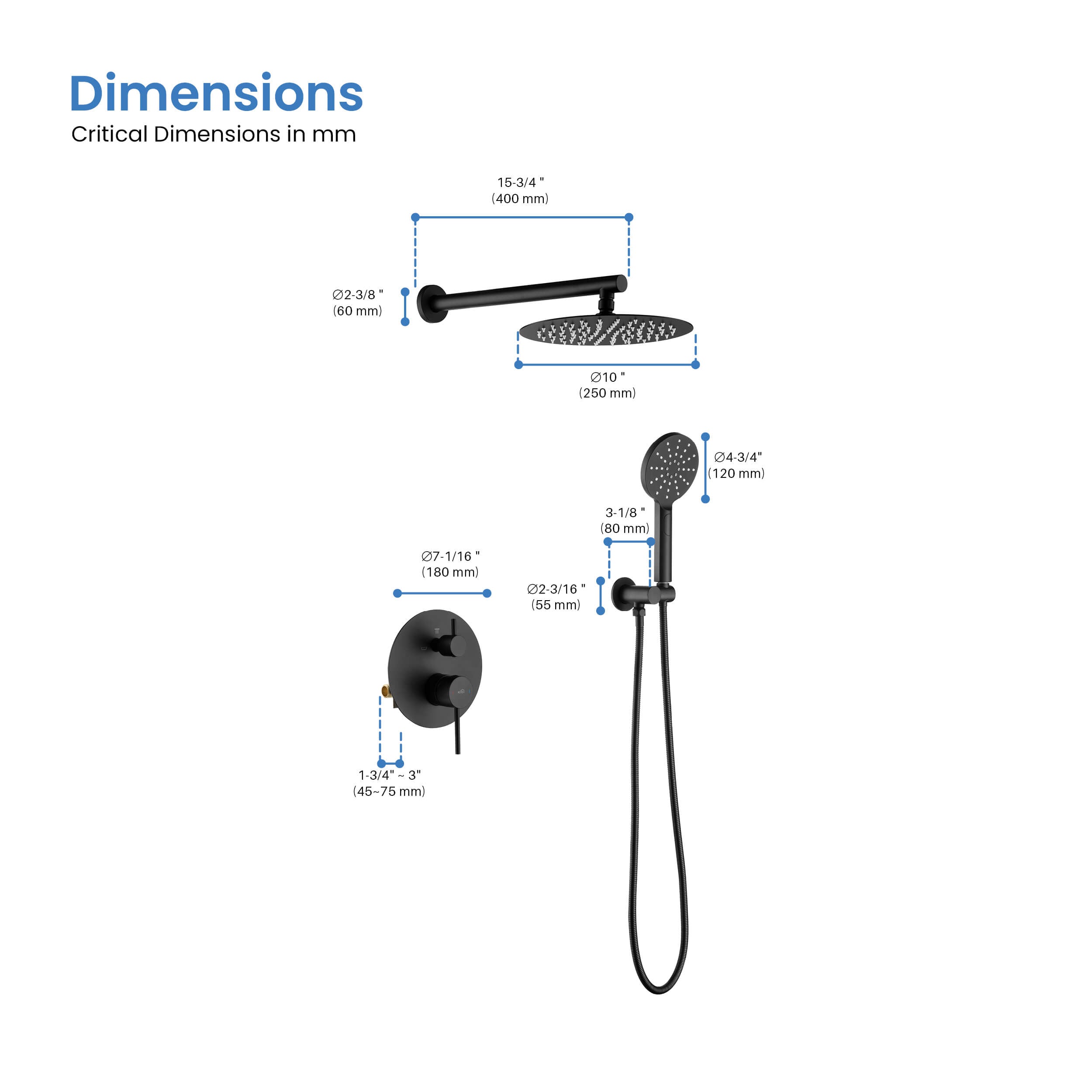 Circular Pressure Balanced 2-Function Shower System with Rough-In Valve KSF403