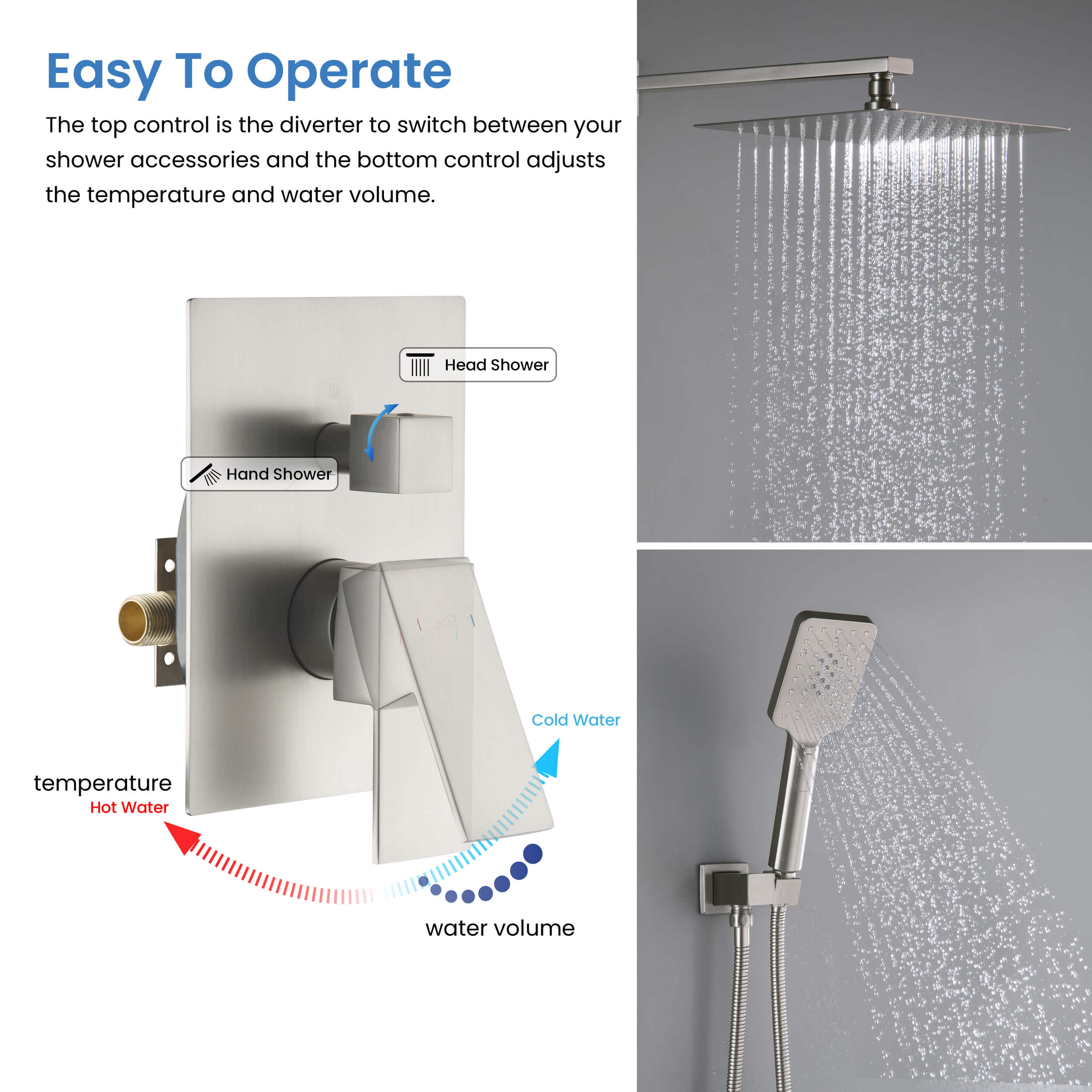 Cube Pressure Balanced 2-Function Shower System with Rough-In Valve KSF405