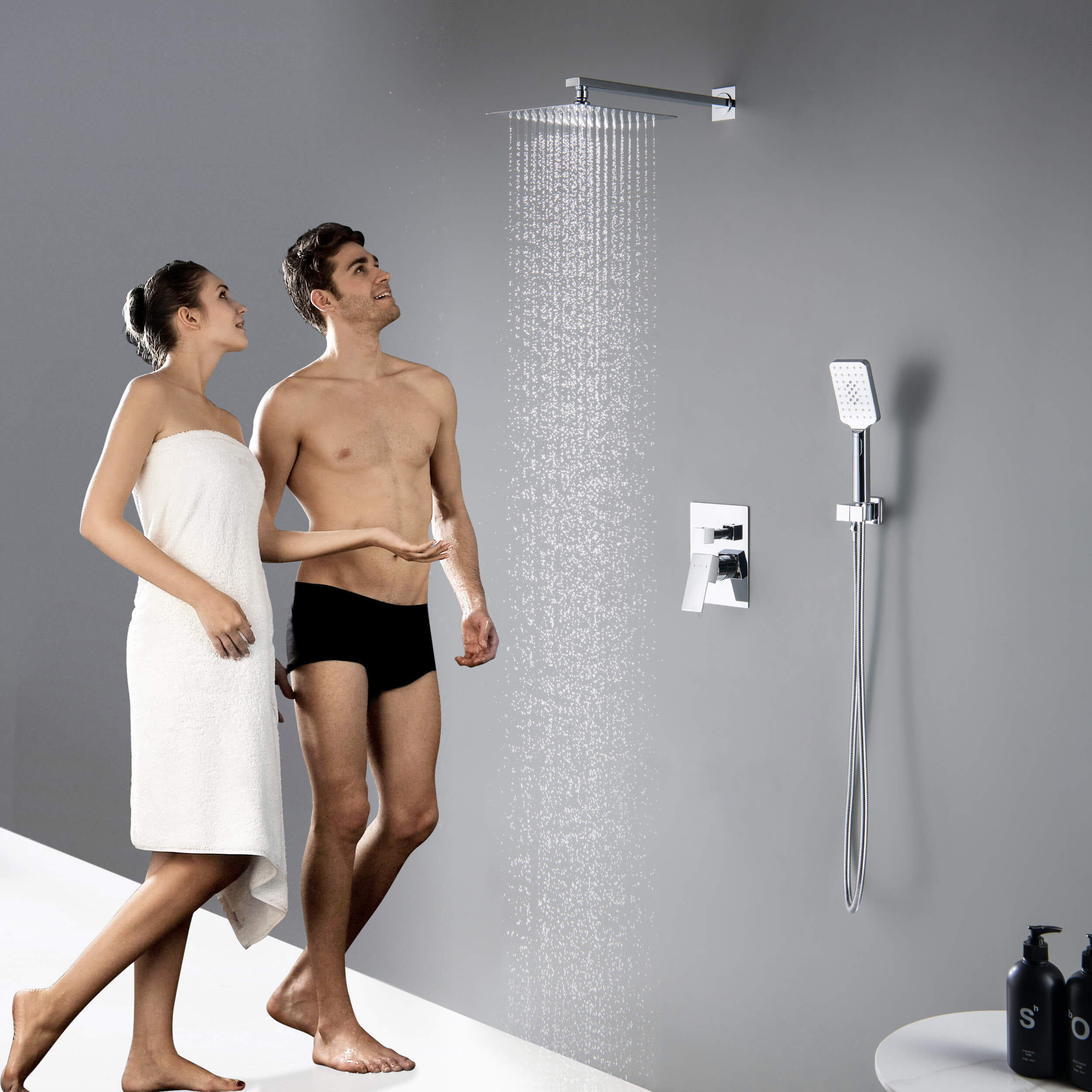 Cube Pressure Balanced 2-Function Shower System with Rough-In Valve KSF405