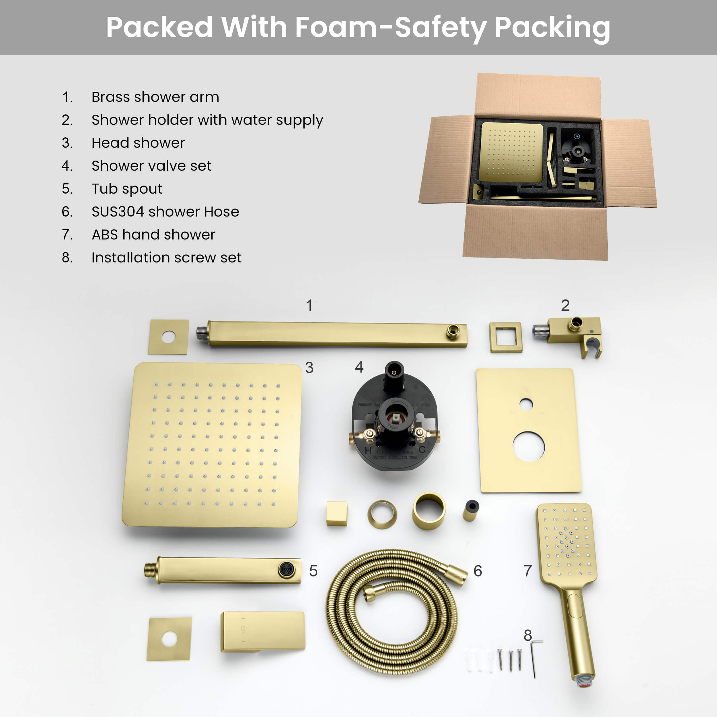 Cube Pressure Balanced 3-Function Shower System with Rough-In Valve KSF406