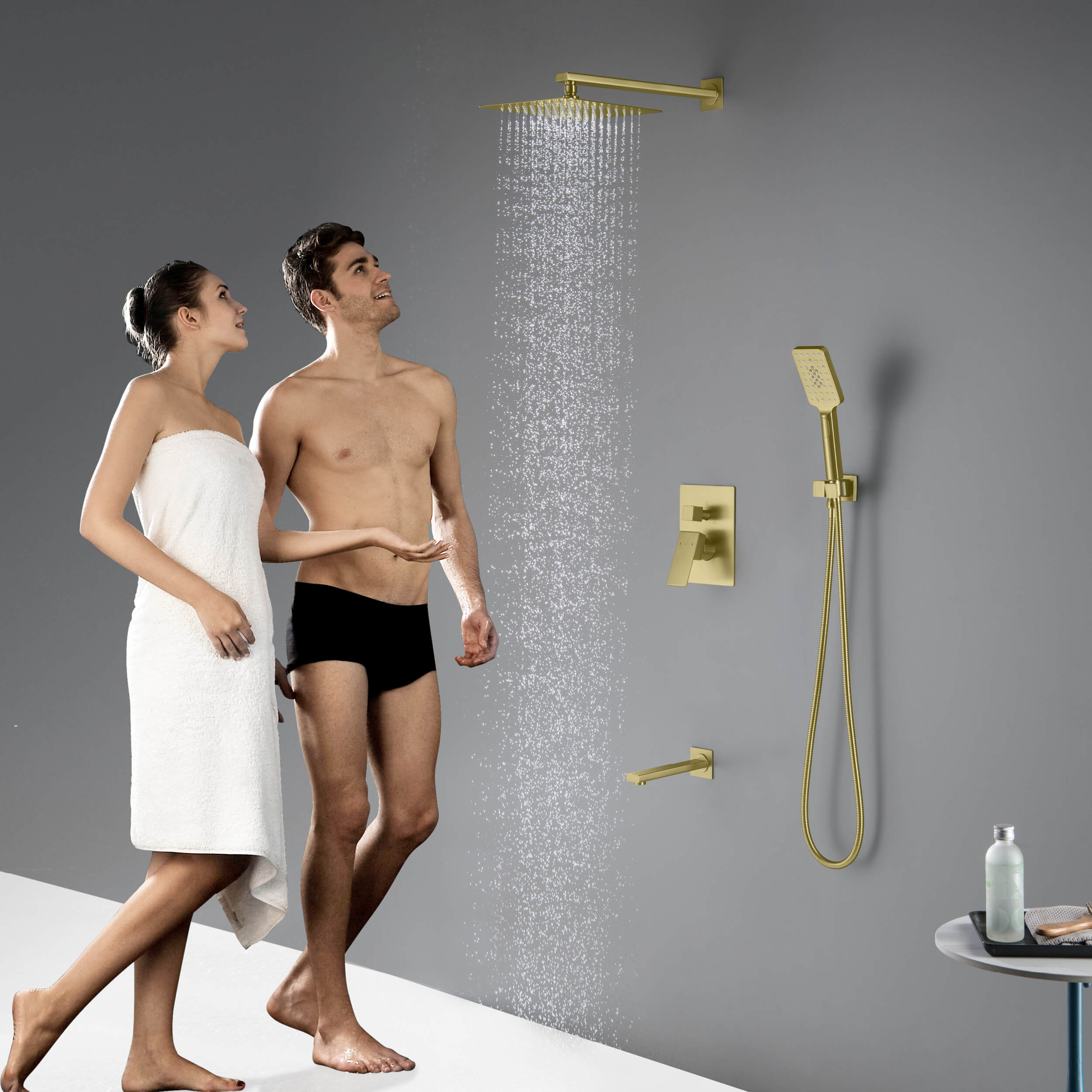 Cube Pressure Balanced 3-Function Shower System with Rough-In Valve KSF406