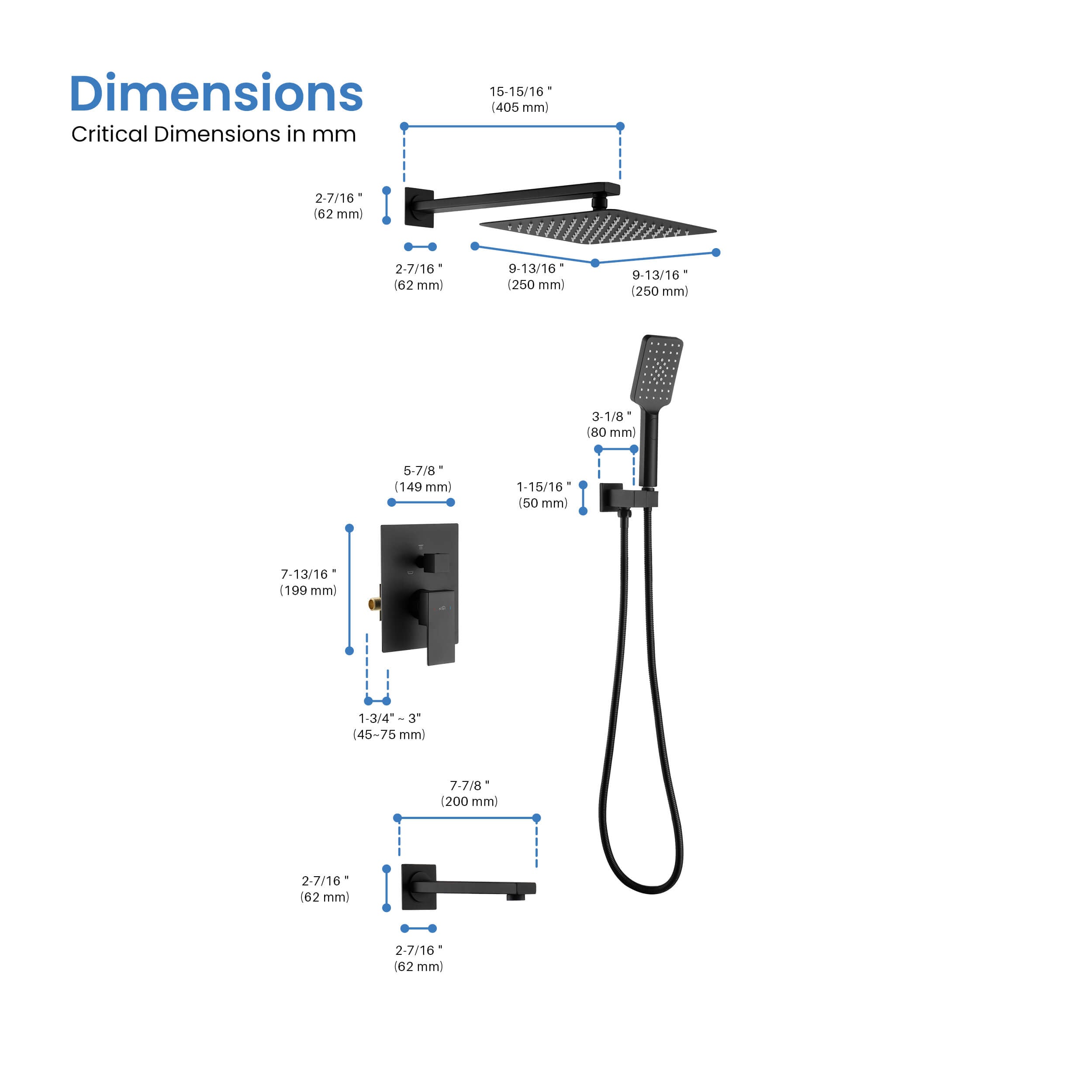 Cube Pressure Balanced 3-Function Shower System with Rough-In Valve KSF406