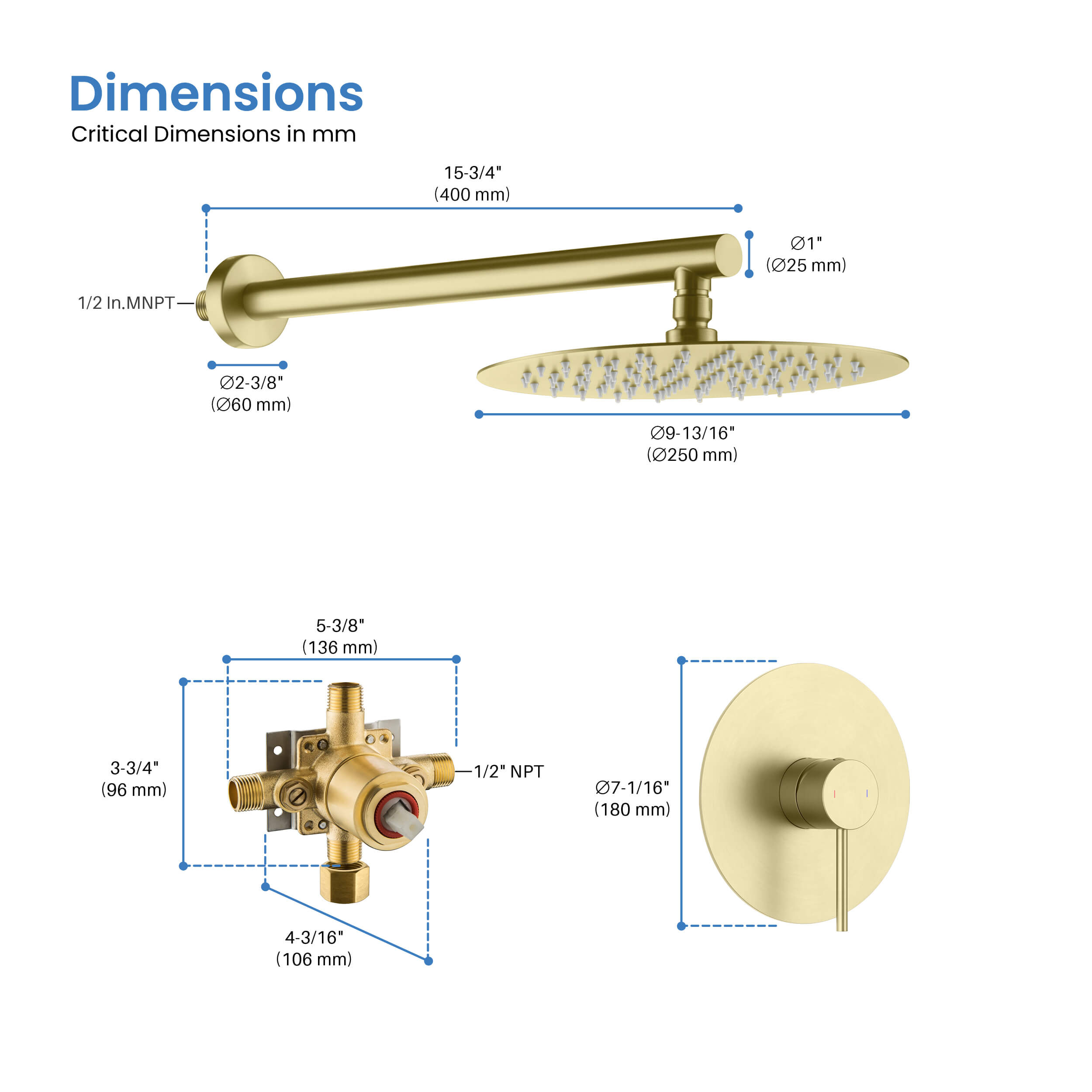 Circular Pressure Balanced Single Function Shower System with Rough In Valve KSF407