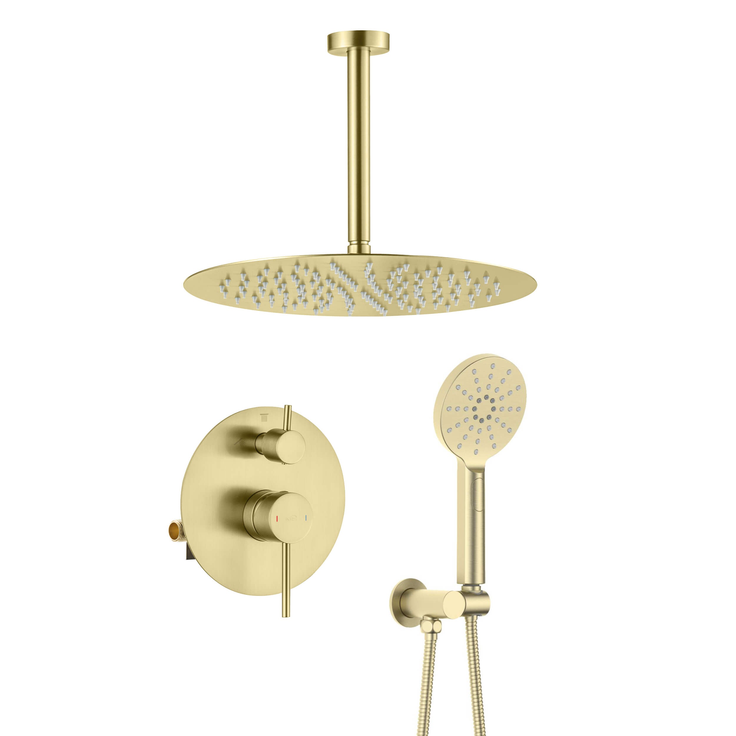 Circular Pressure Balanced Ceiling Mounted 2-Function Shower System with Rough In Valve - KSF408