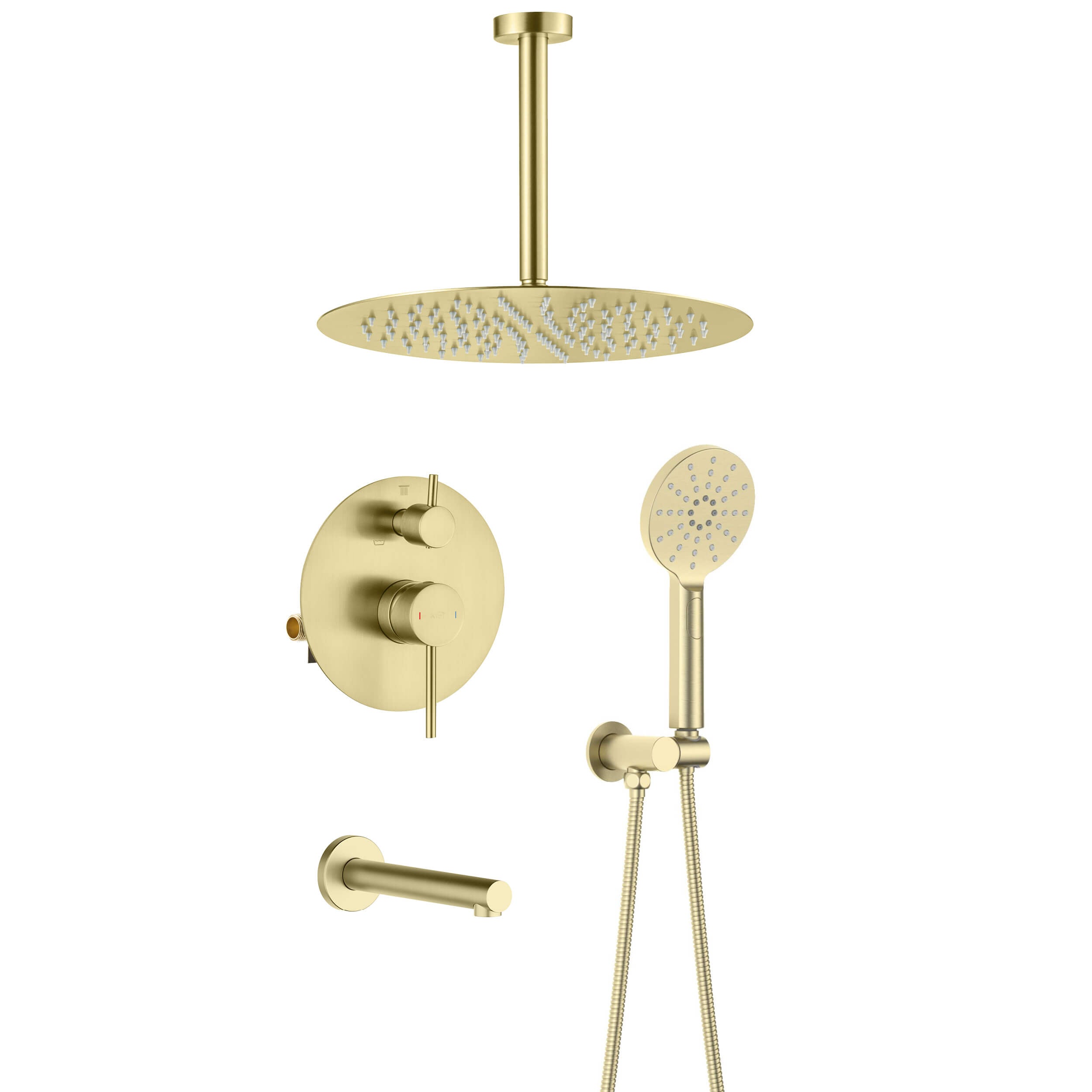 Circular Pressure Balanced Ceiling Mounted 3-Function Shower System with Rough In Valve - KSF409