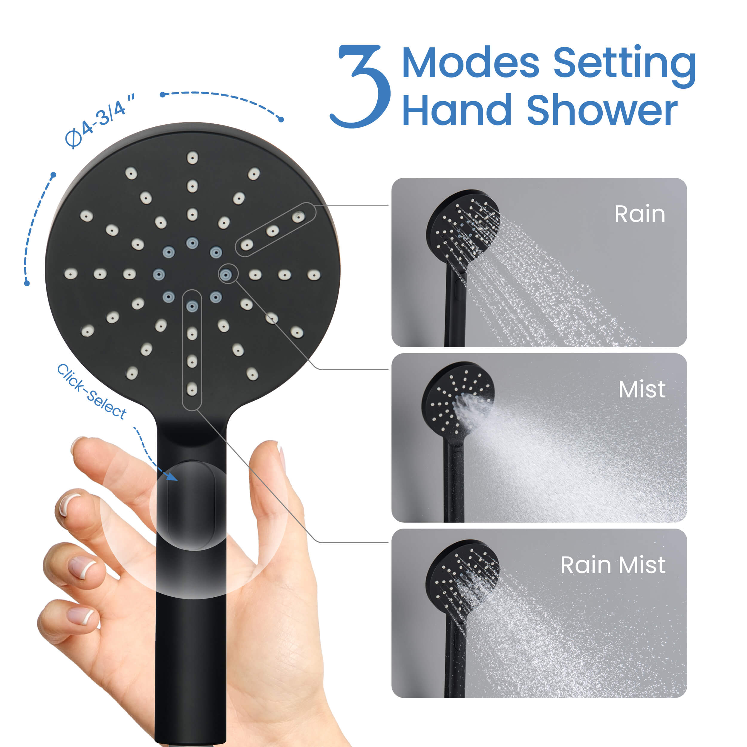 Circular Pressure Balanced Ceiling Mounted 3-Function Shower System with Rough In Valve - KSF409