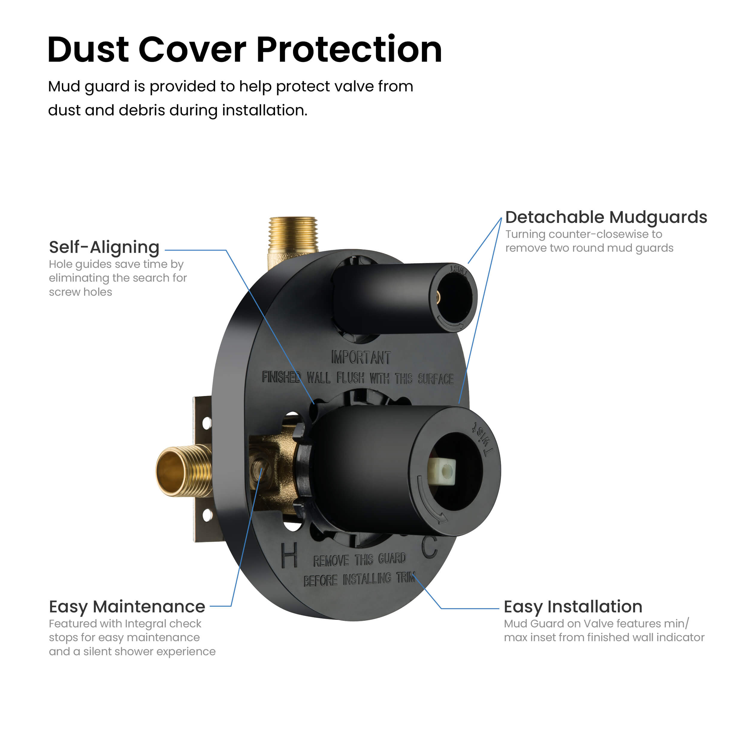 Circular Pressure Balanced Ceiling Mounted 3-Function Shower System with Rough In Valve - KSF409