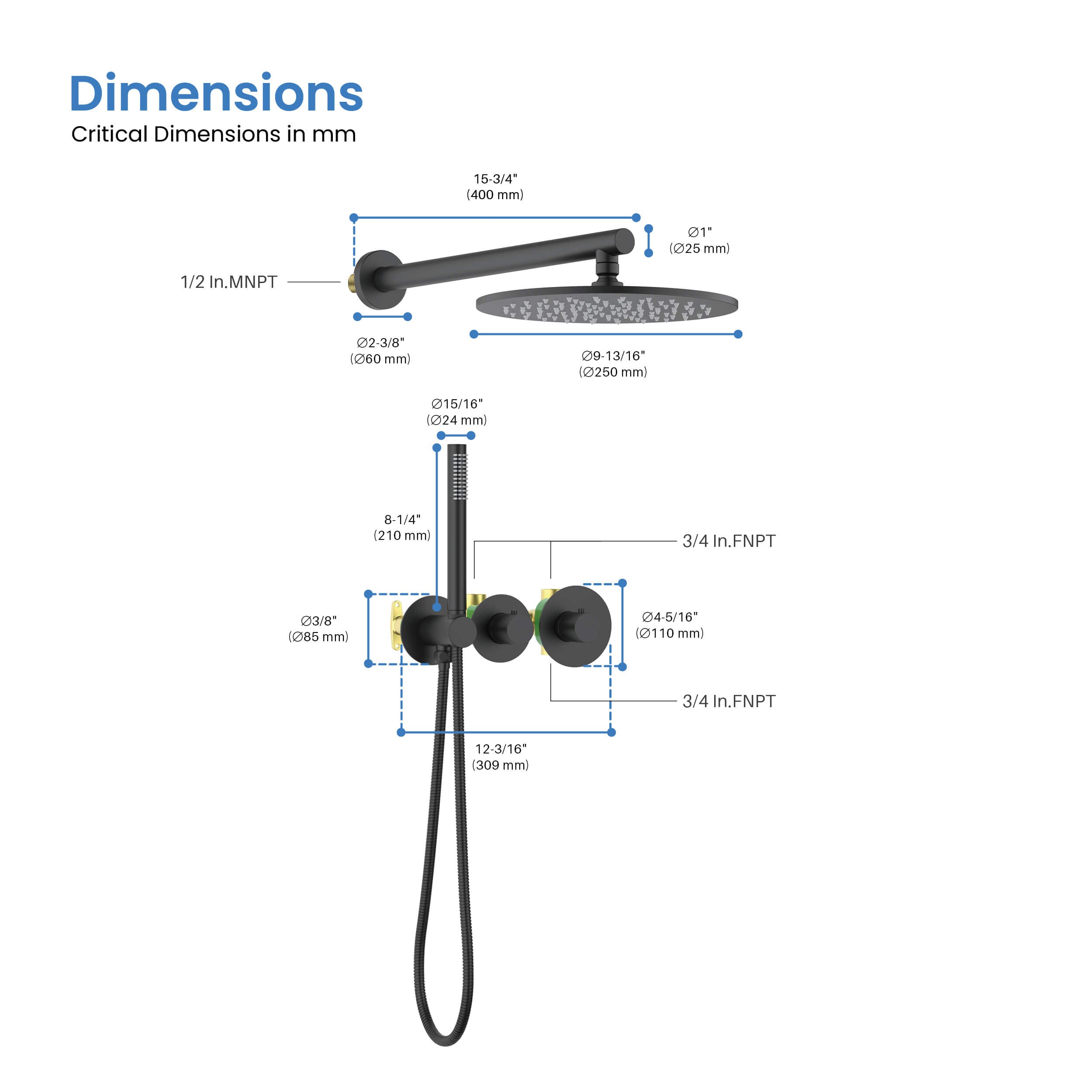 Circular 2 Function Thermostatic Shower System With Rough In Valve - KSF410