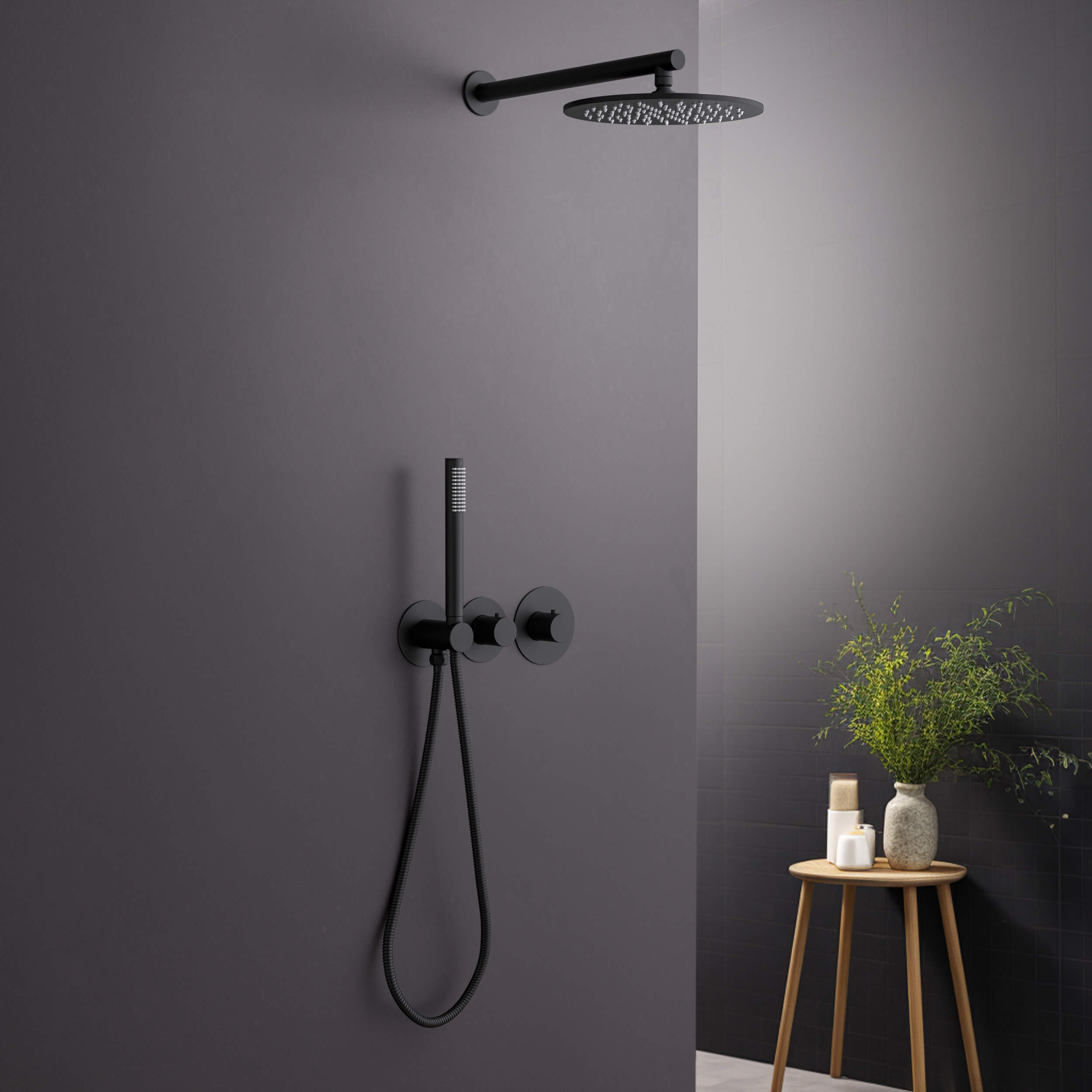 Circular 2 Function Thermostatic Shower System With Rough In Valve - KSF410