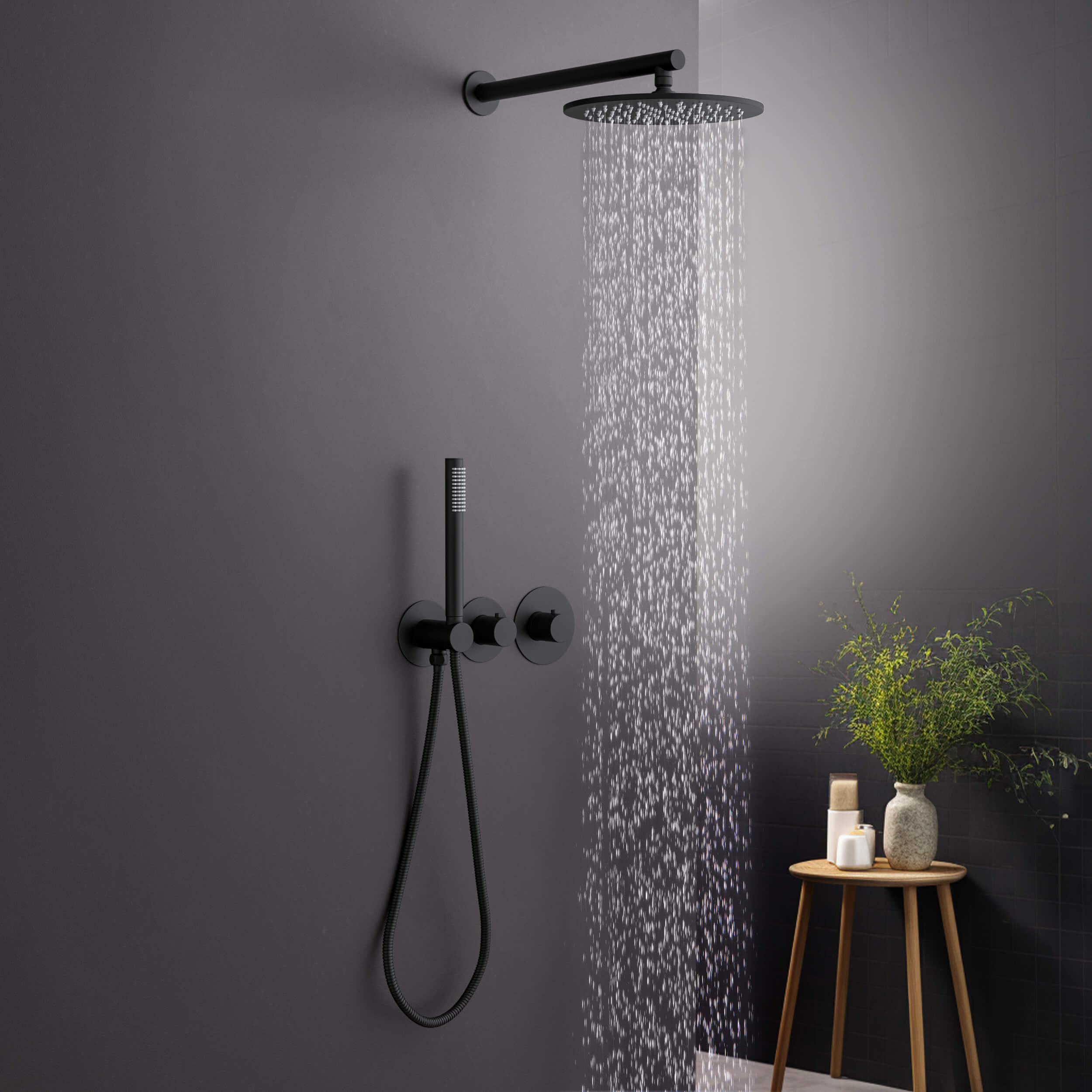 Circular 2 Function Thermostatic Shower System With Rough In Valve - KSF410