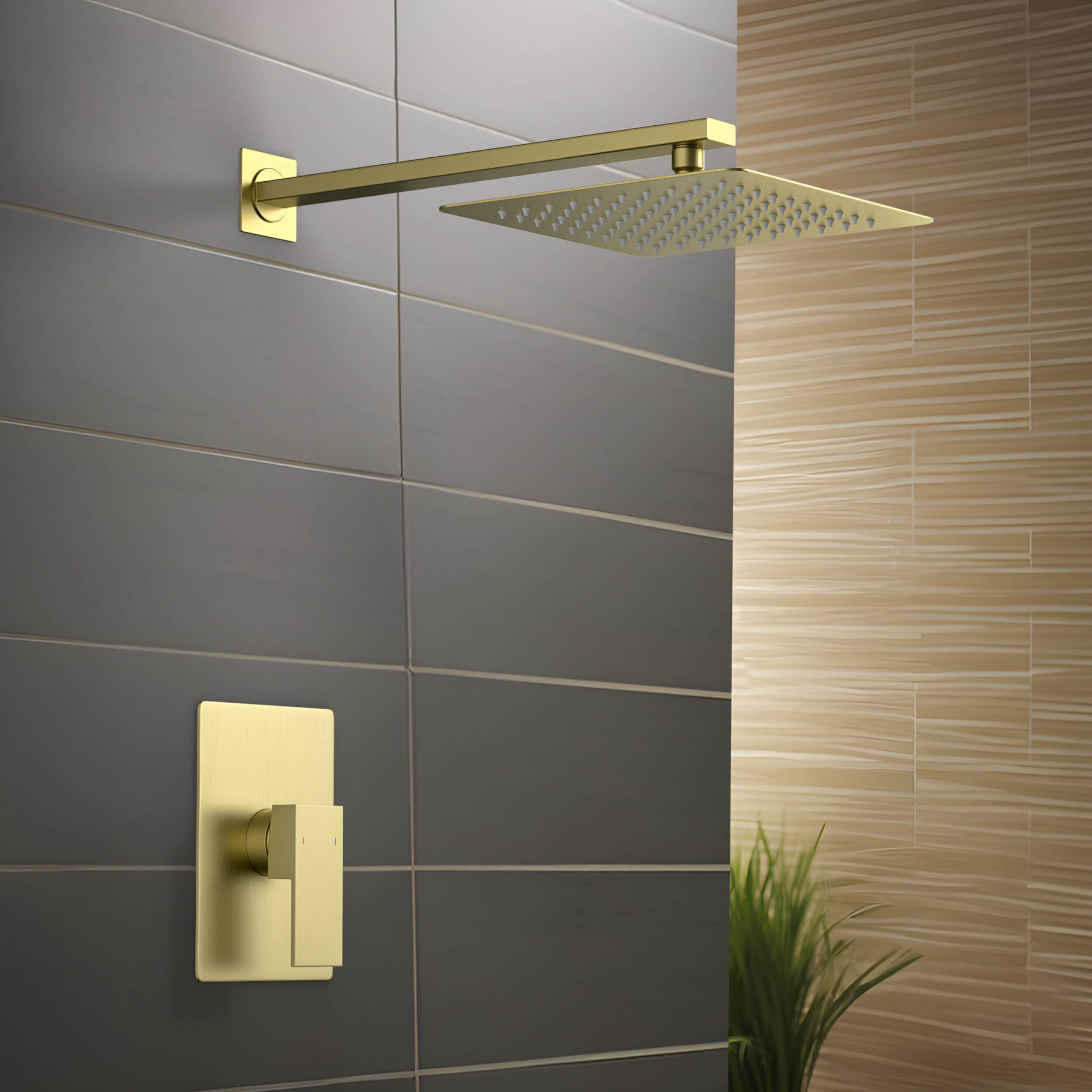 Cube Pressure Balanced Single Function Shower System with Rough In Valve - KSF411