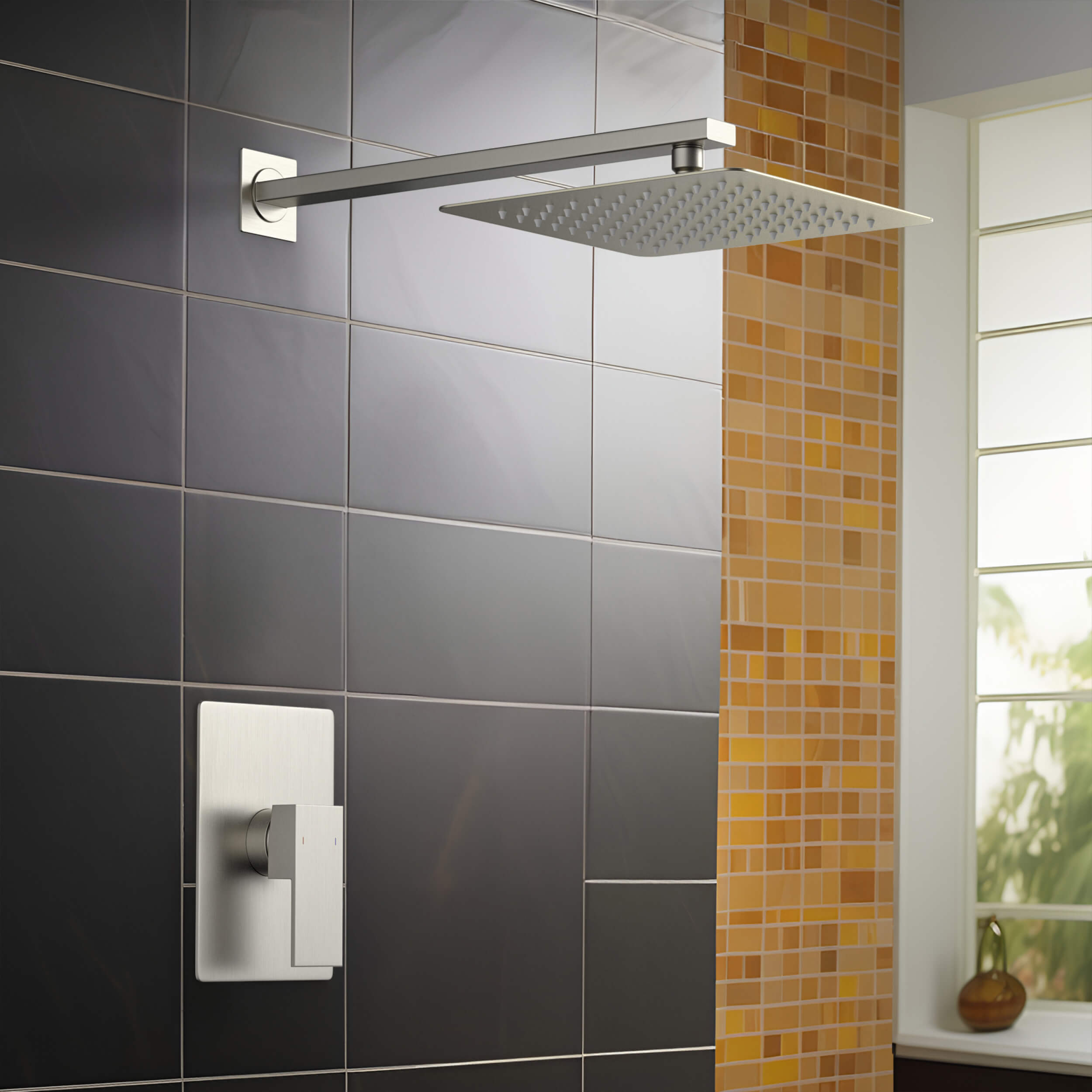 Cube Pressure Balanced Single Function Shower System with Rough In Valve - KSF411