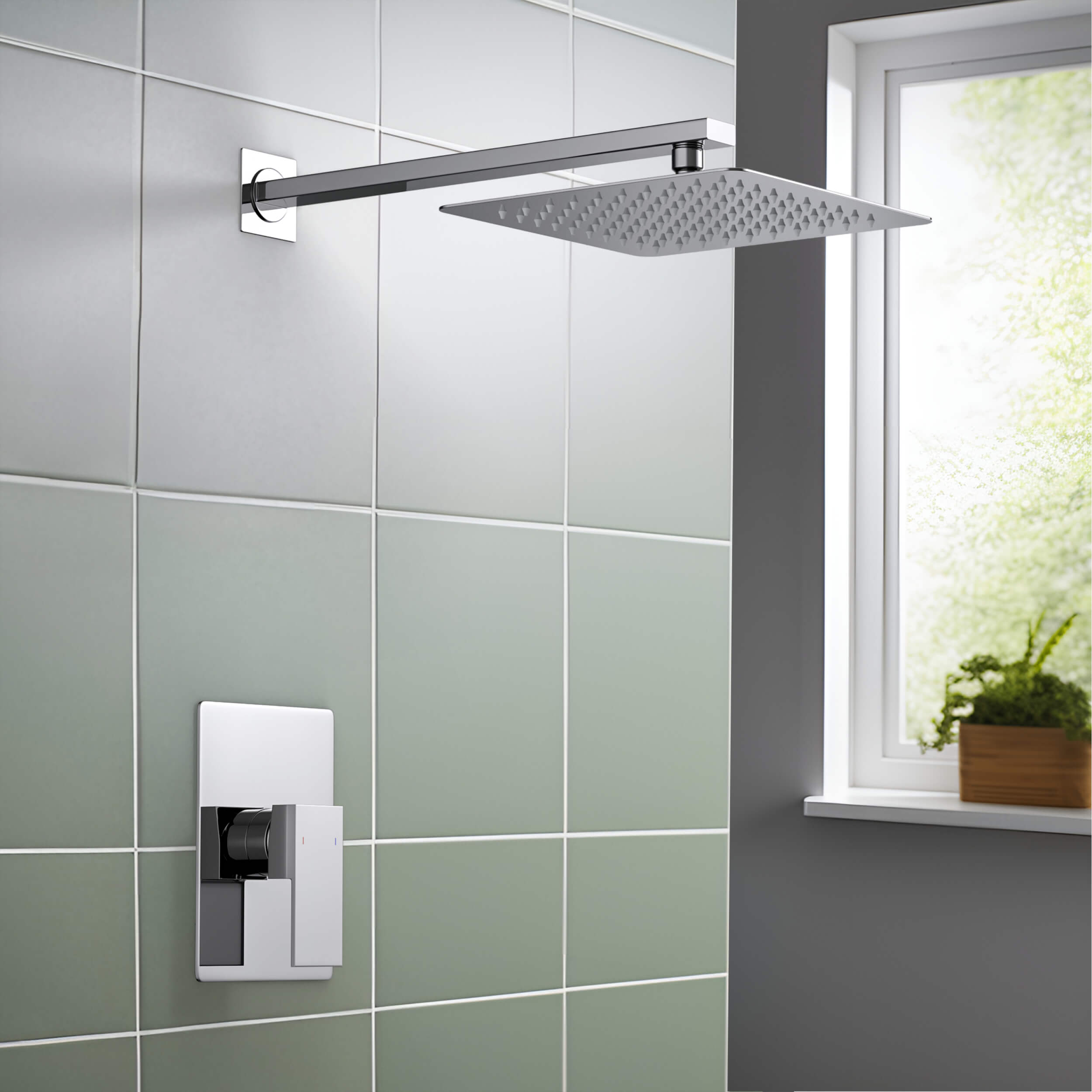 Cube Pressure Balanced Single Function Shower System with Rough In Valve - KSF411