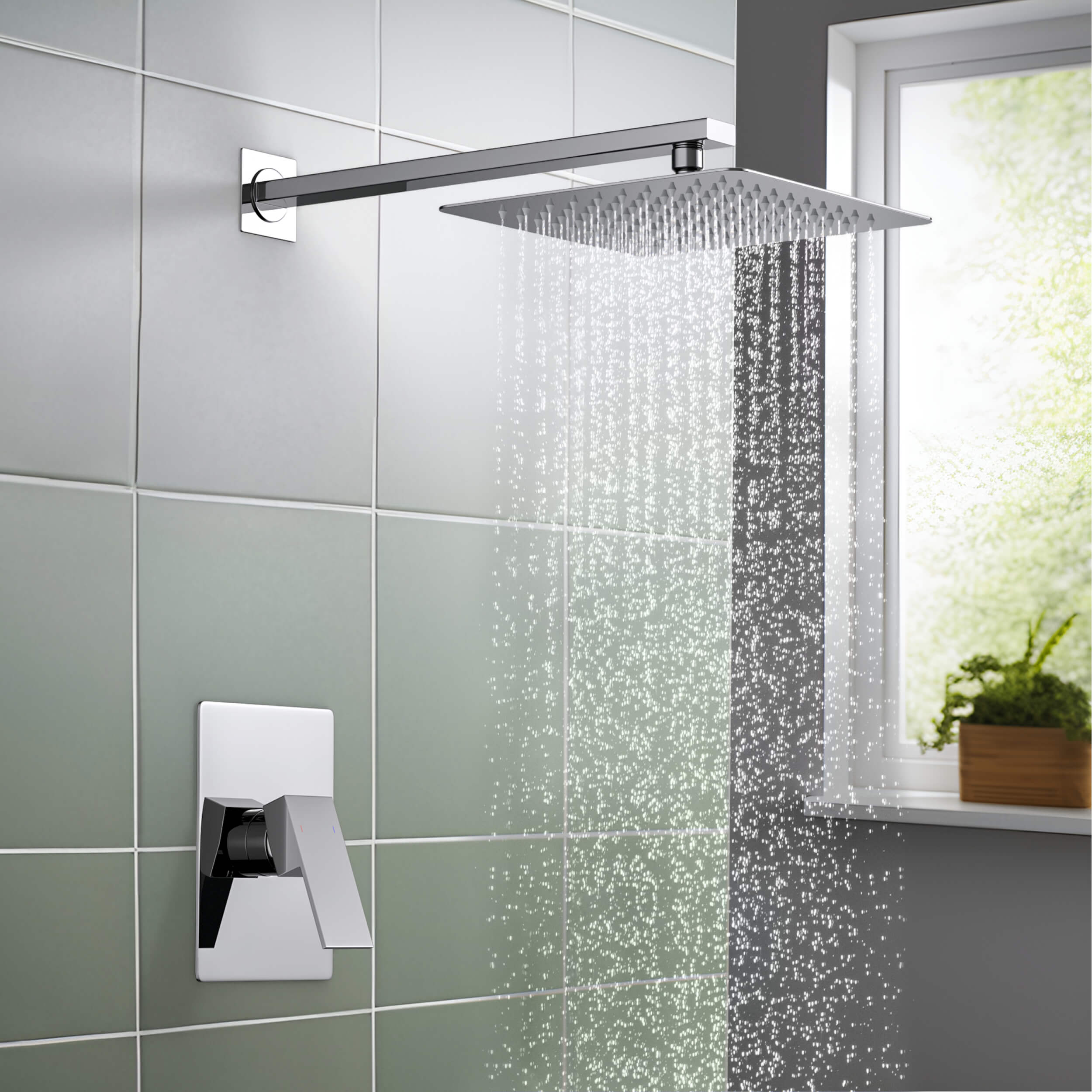 Cube Pressure Balanced Single Function Shower System with Rough In Valve - KSF411