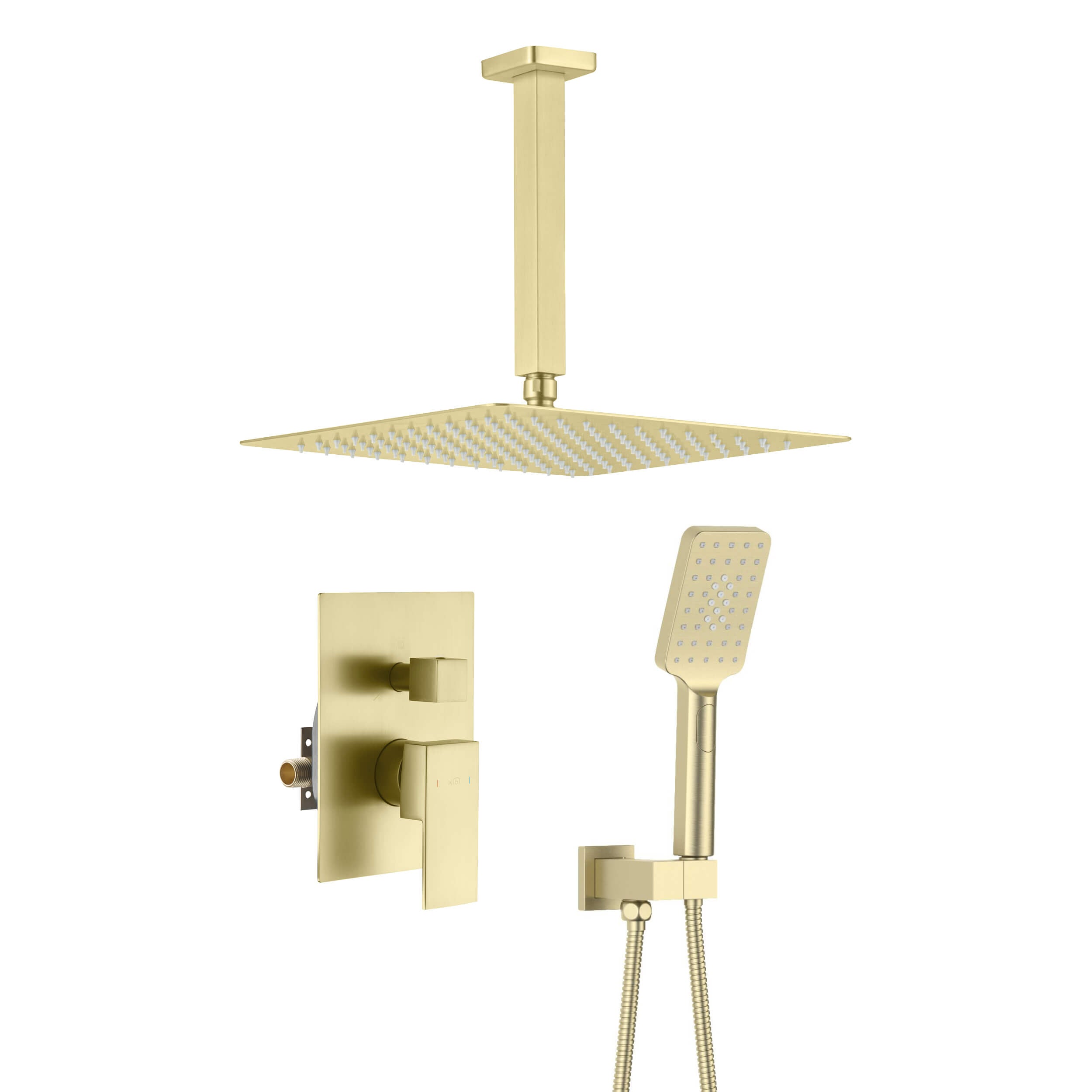 Cube Pressure Balanced Ceiling Mounted 2-Function Shower System with Rough In Valve - KSF412