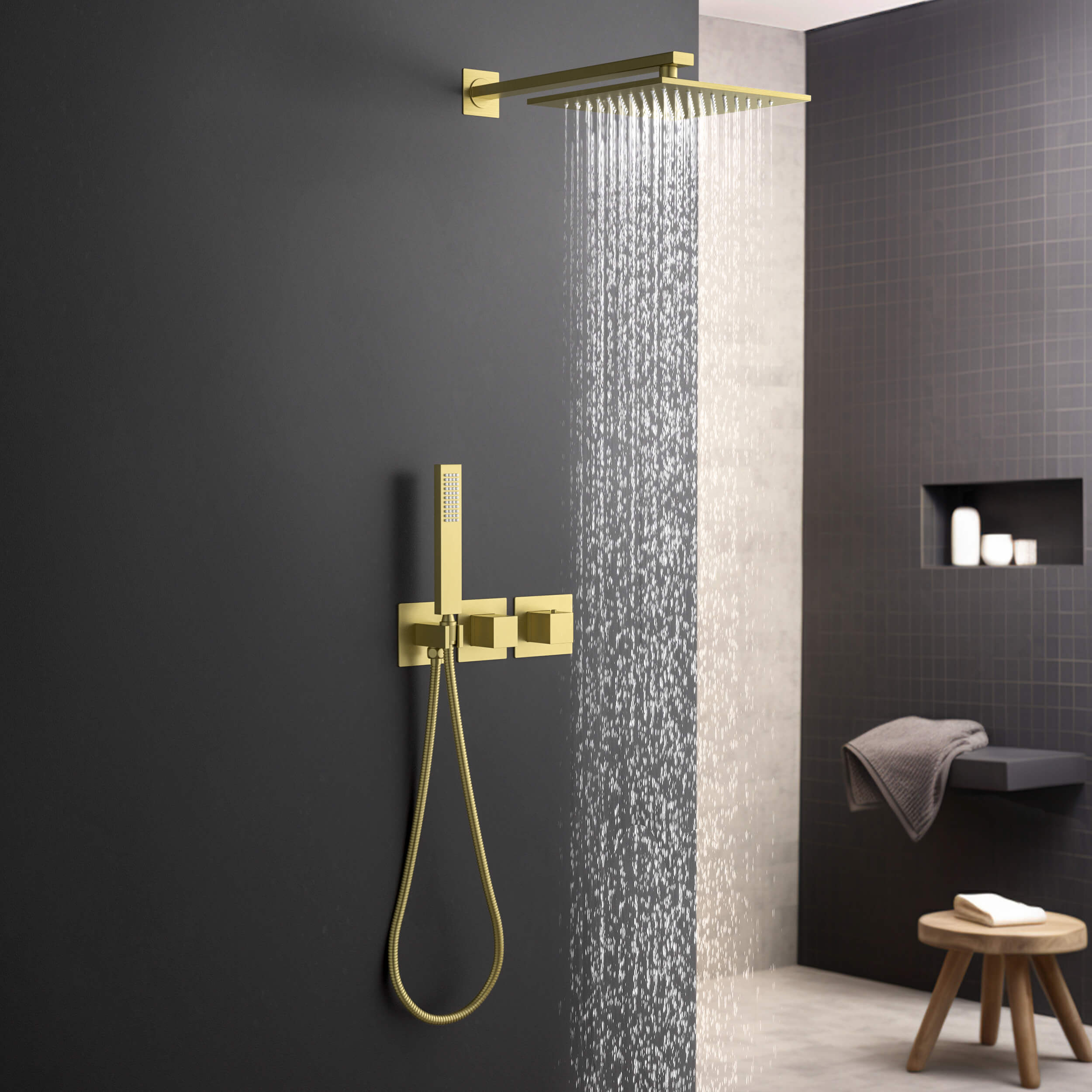 Cube 2 Function Thermostatic Shower System With Rough In Valve - KSF414