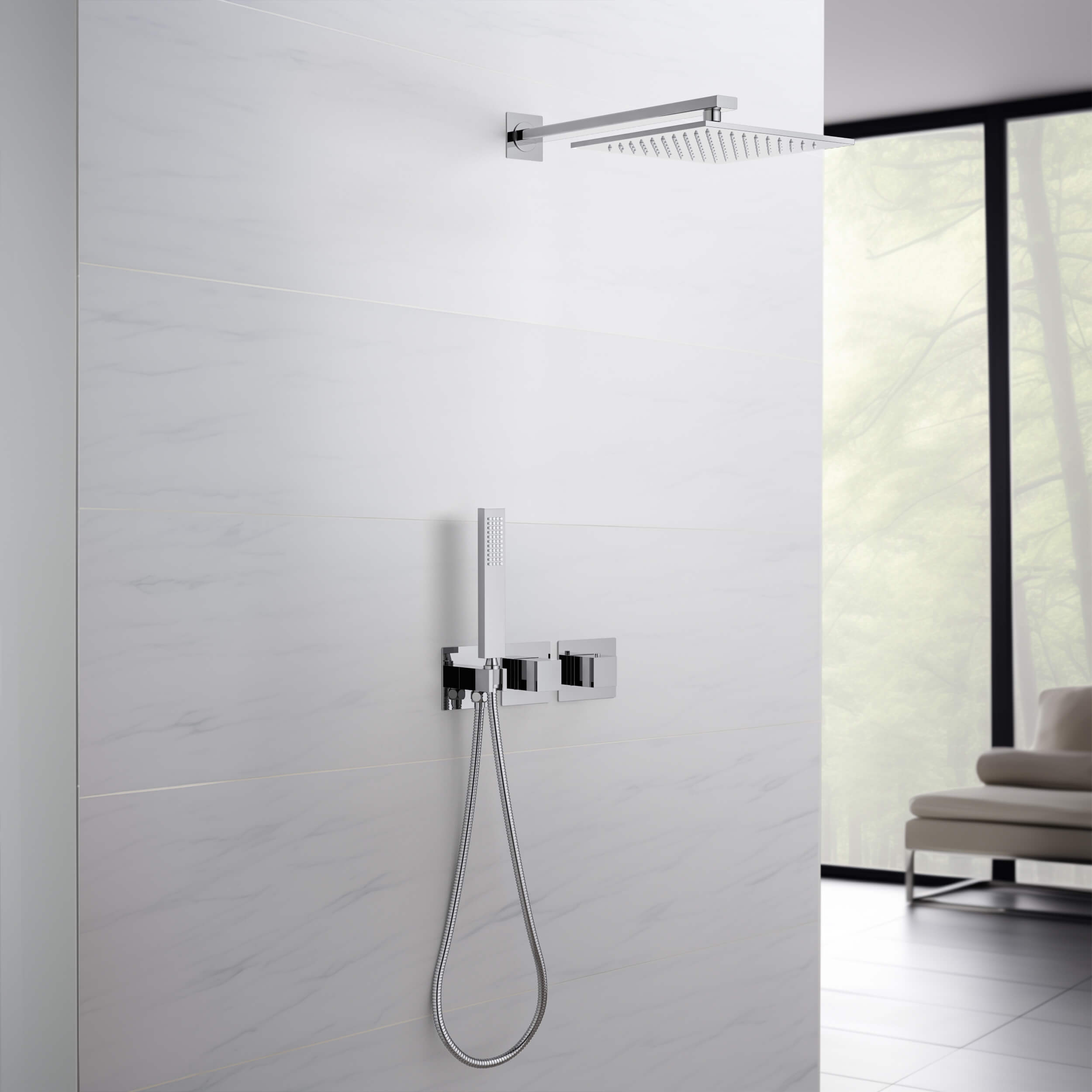 Cube 2 Function Thermostatic Shower System With Rough In Valve - KSF414