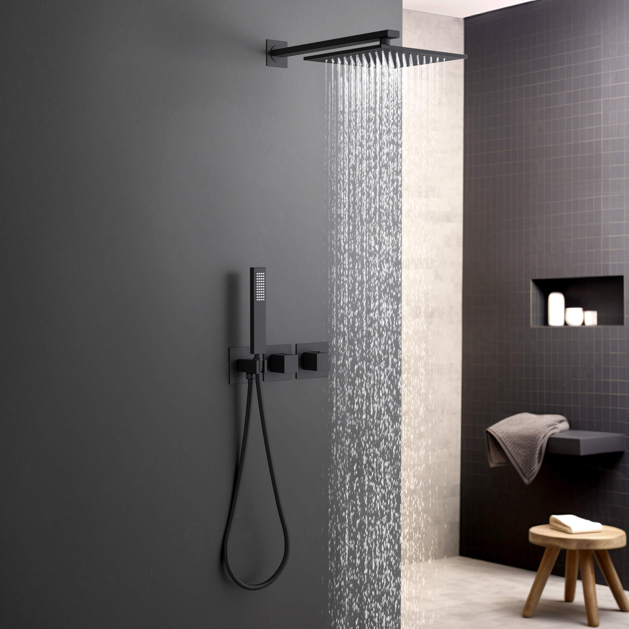 Cube 2 Function Thermostatic Shower System With Rough In Valve - KSF414