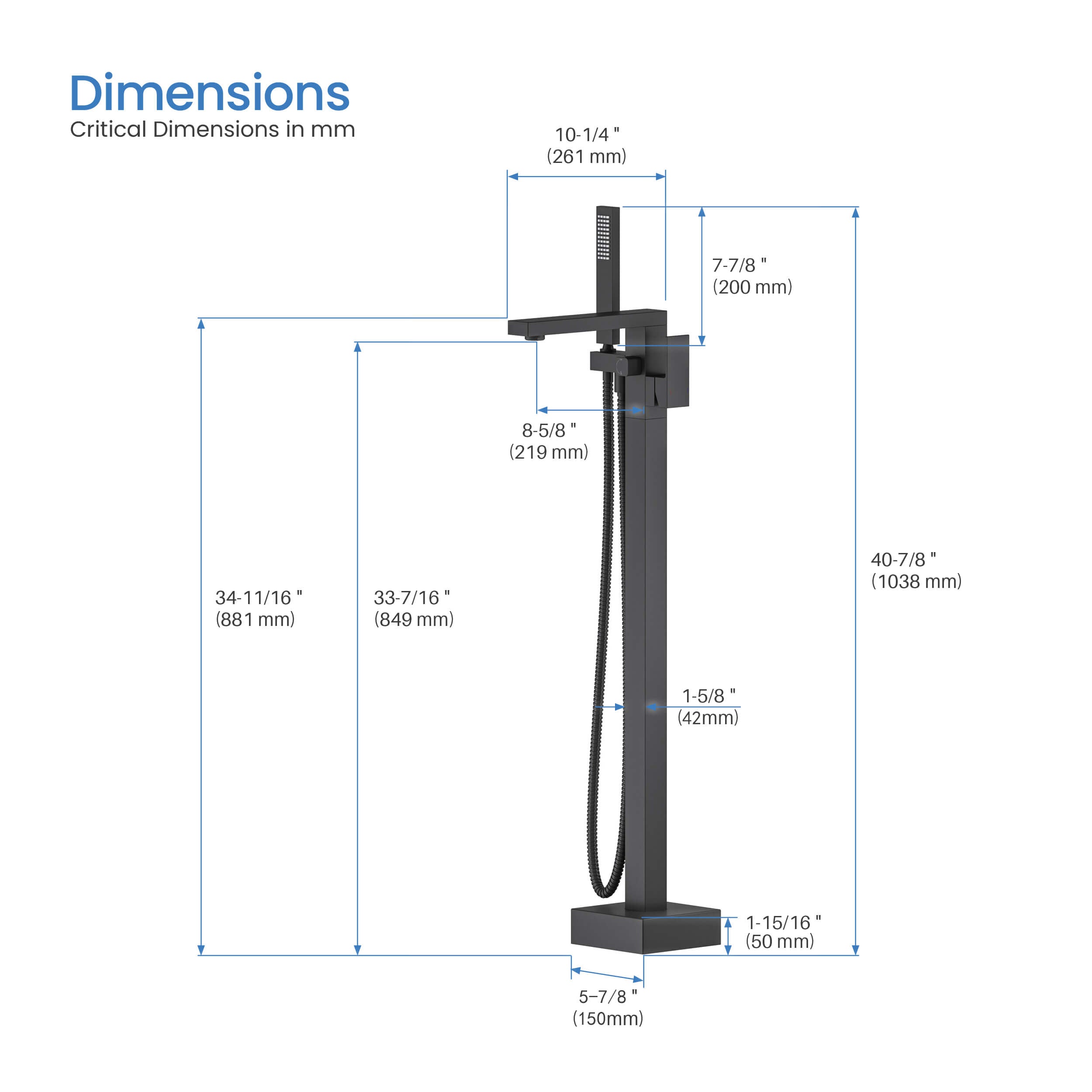 Cube Floor Mount Tub Filler With Hand Shower KTF302