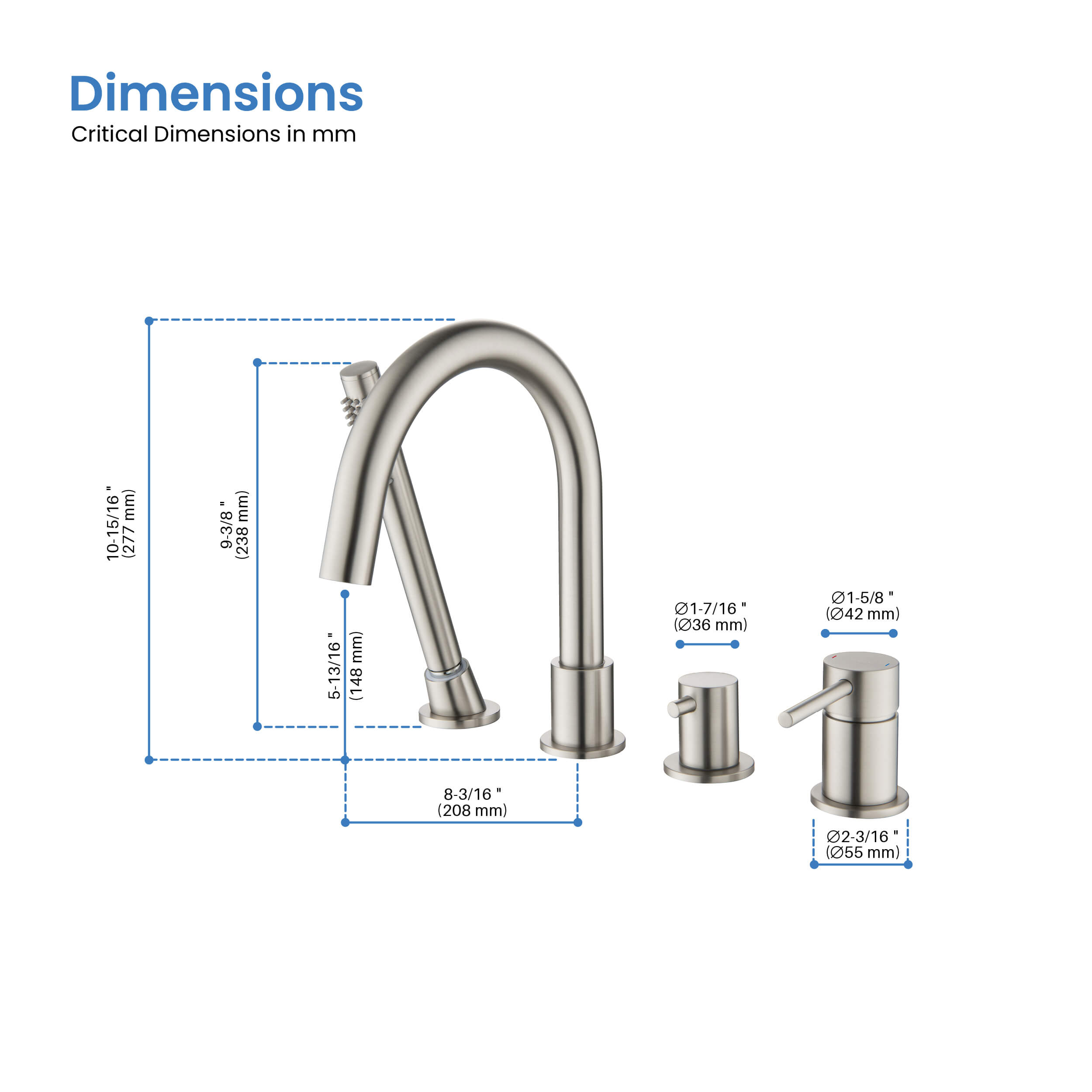 Circular Deck Mounted Bathtub Faucet with Hand Shower KTF3101