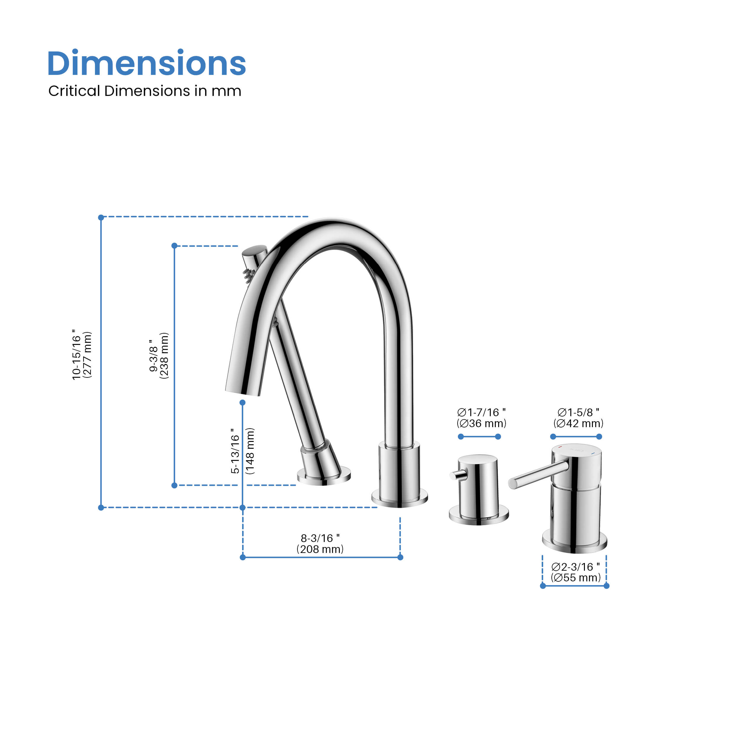 Circular Deck Mounted Bathtub Faucet with Hand Shower KTF3101