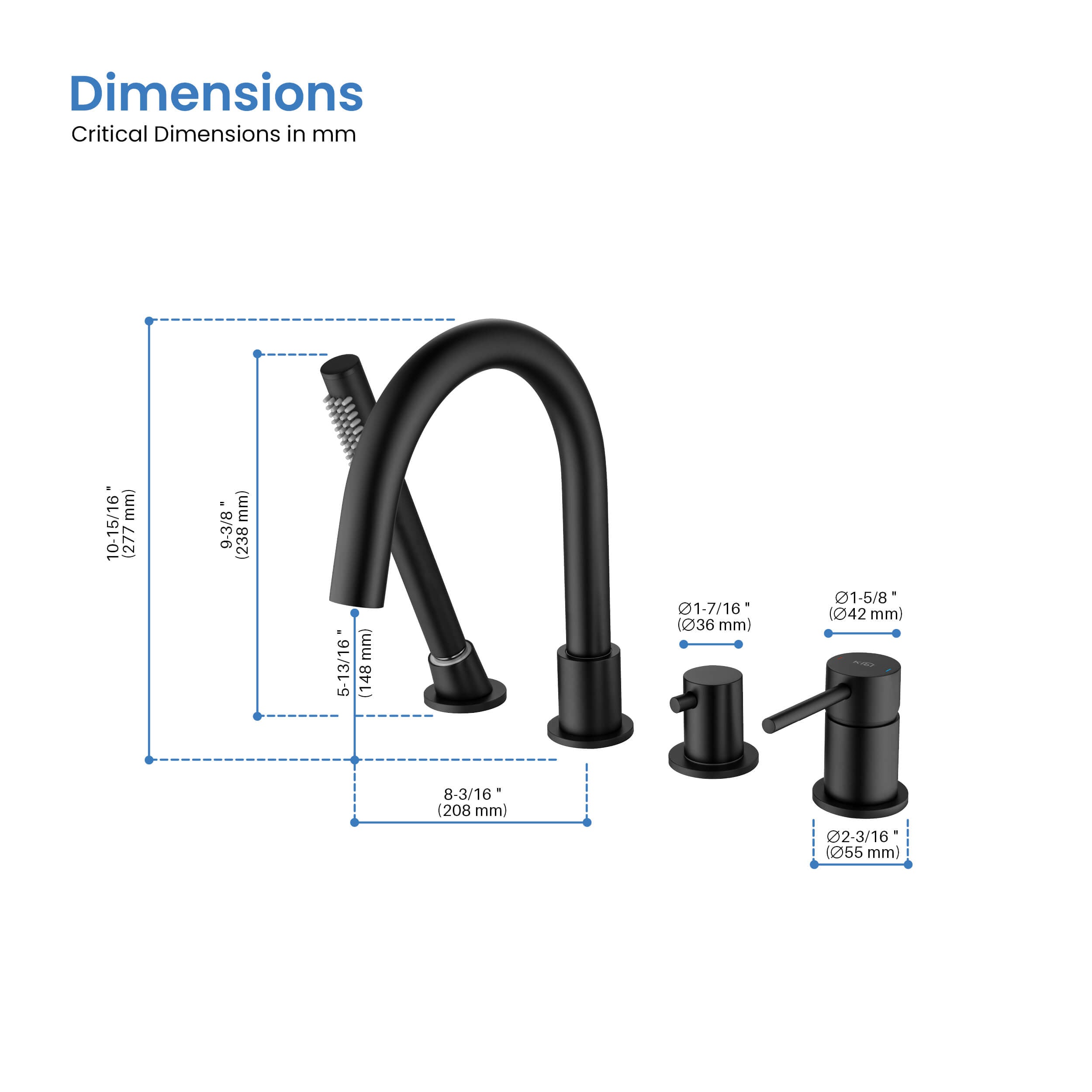 Circular Deck Mounted Bathtub Faucet with Hand Shower KTF3101