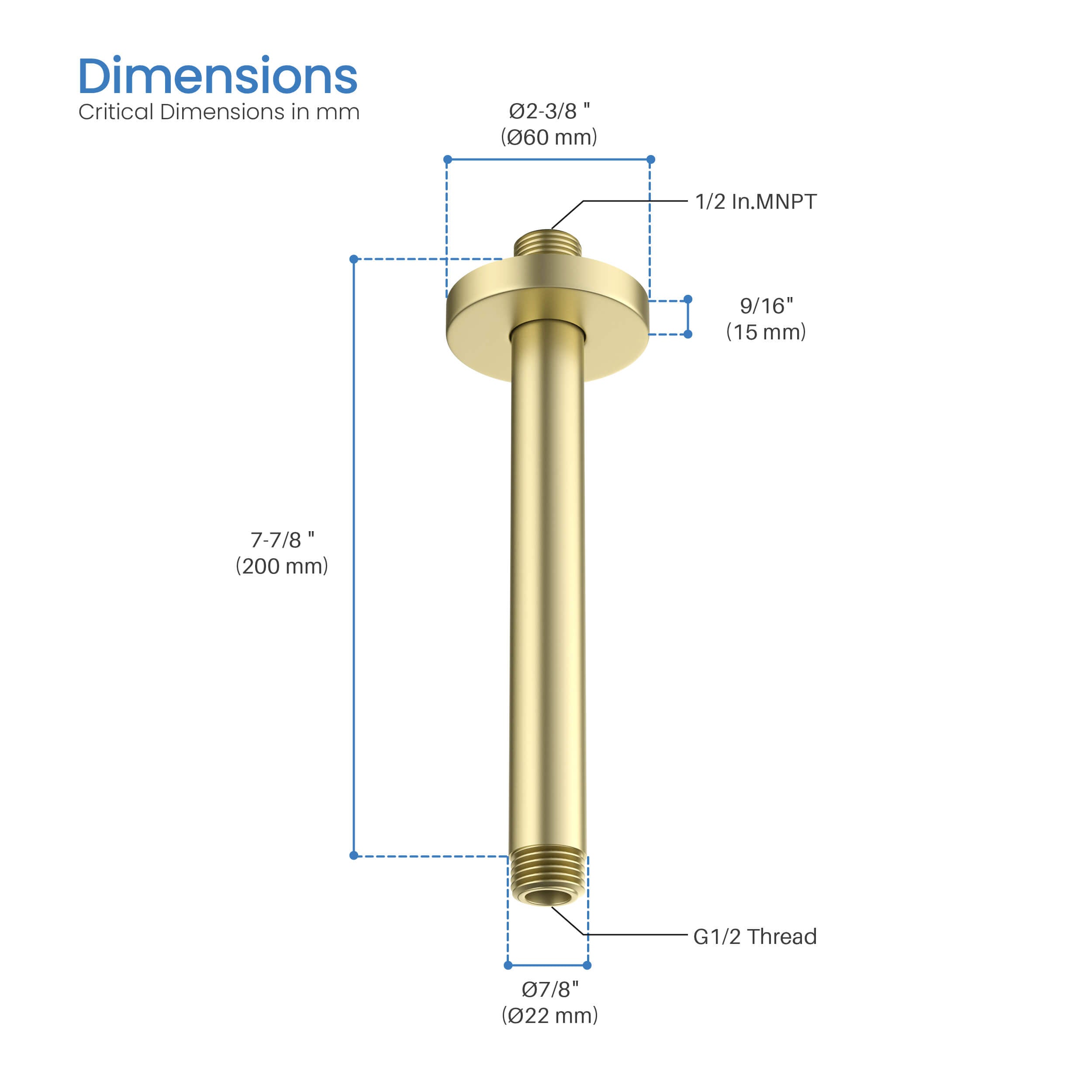 Circular 8" Ceiling Mounted Shower Arm SA0801