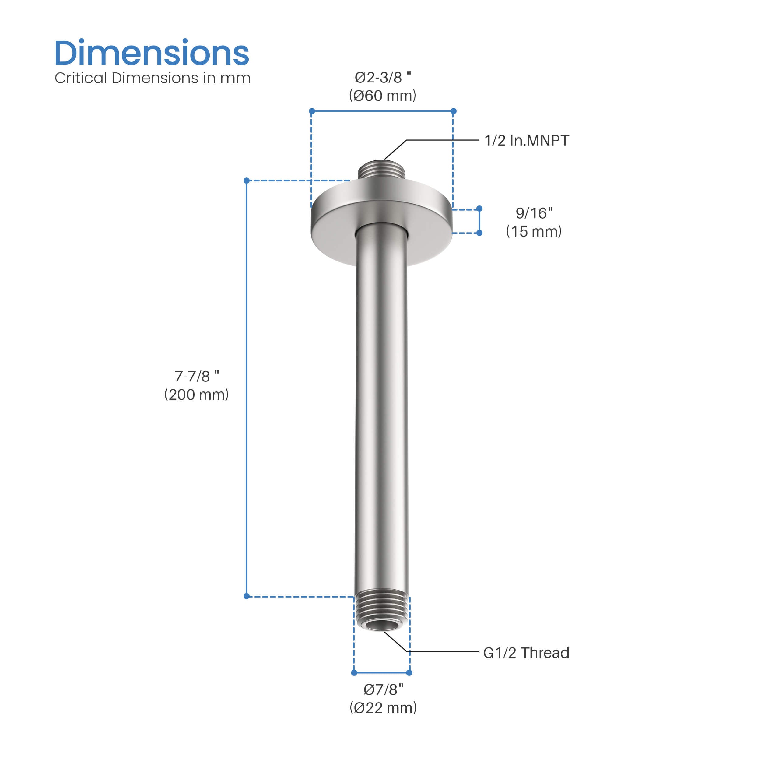 Circular 8" Ceiling Mounted Shower Arm SA0801