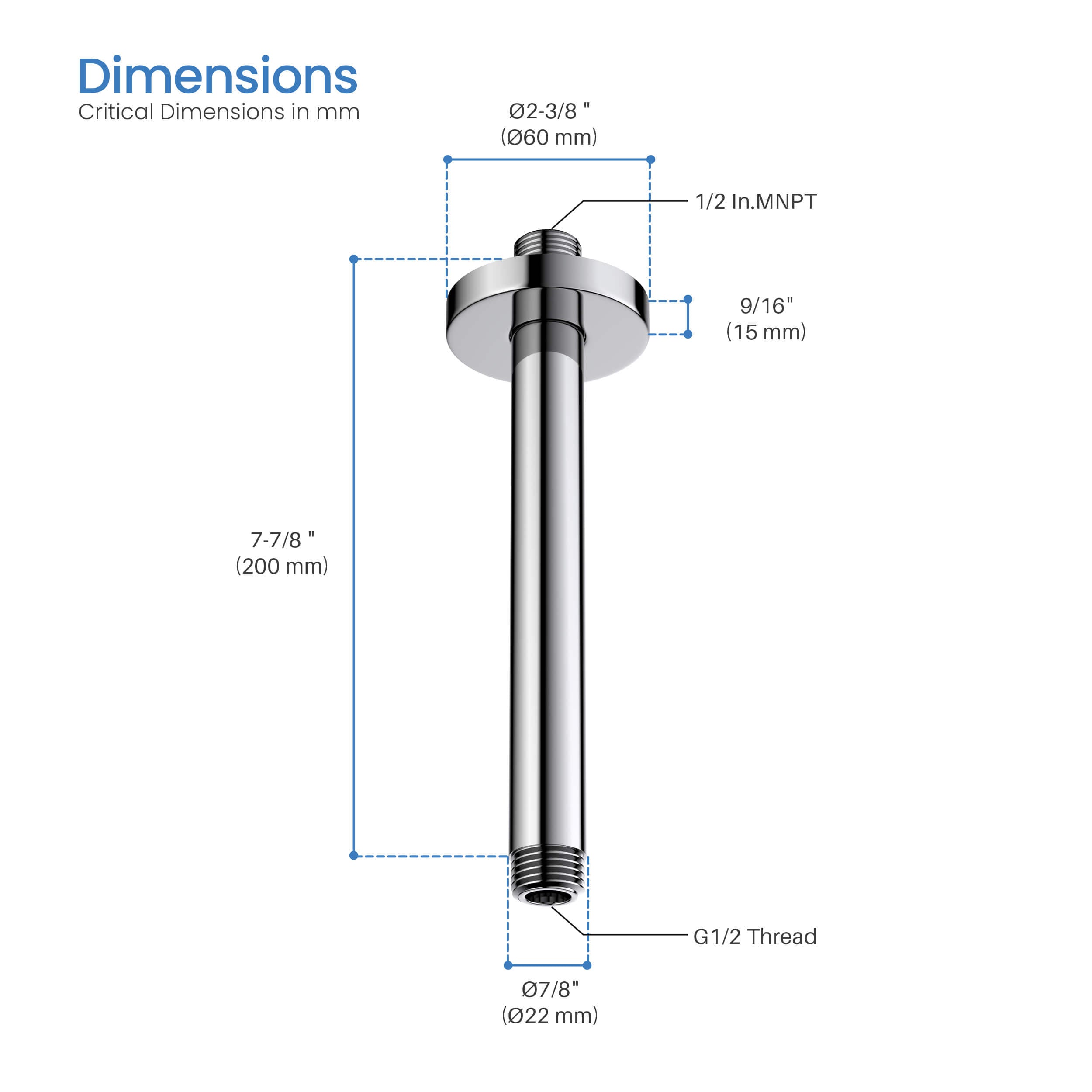 Circular 8" Ceiling Mounted Shower Arm SA0801