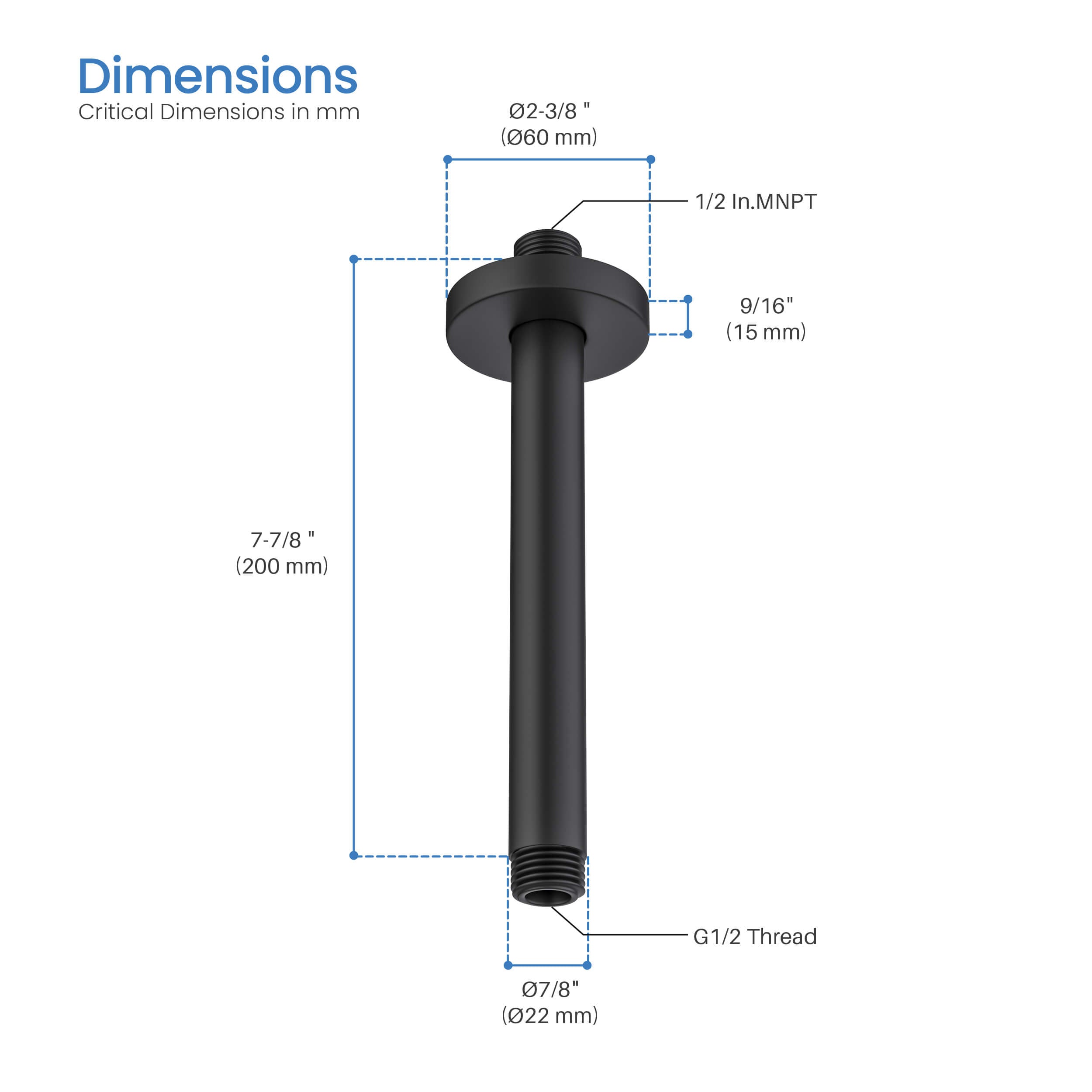 Circular 8" Ceiling Mounted Shower Arm SA0801