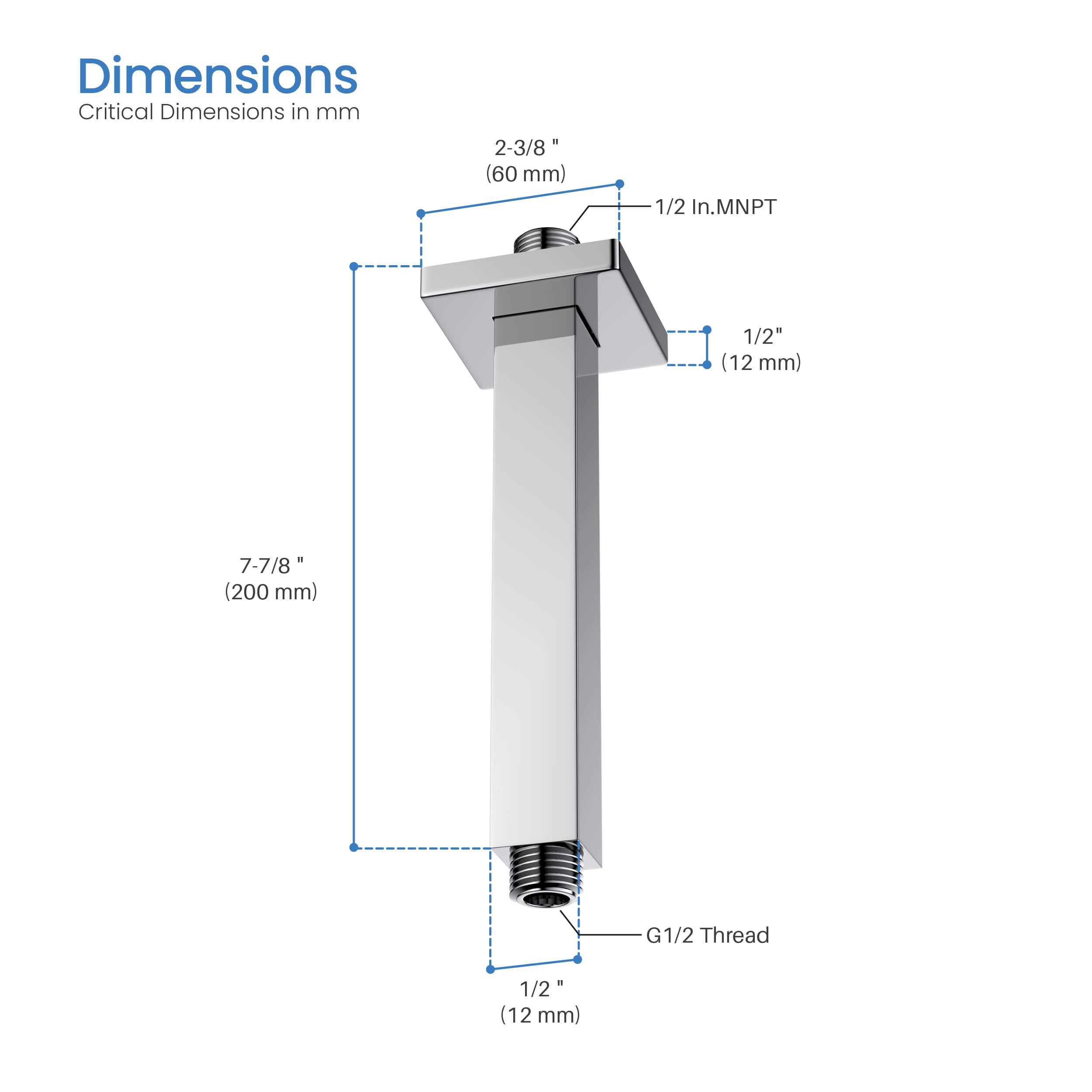 Cube 8" Ceiling Mounted Shower Arm SA0802