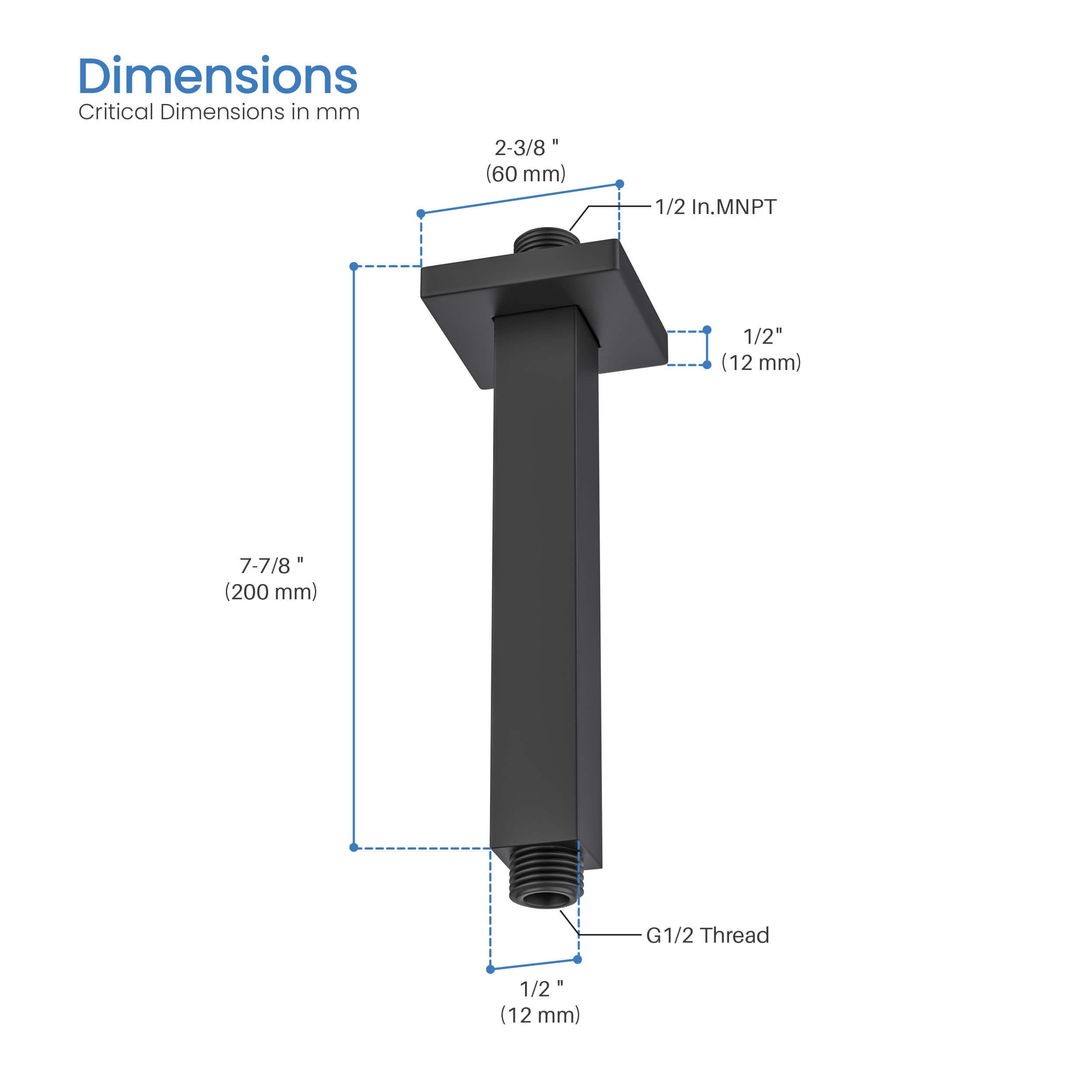 Cube 8" Ceiling Mounted Shower Arm SA0802