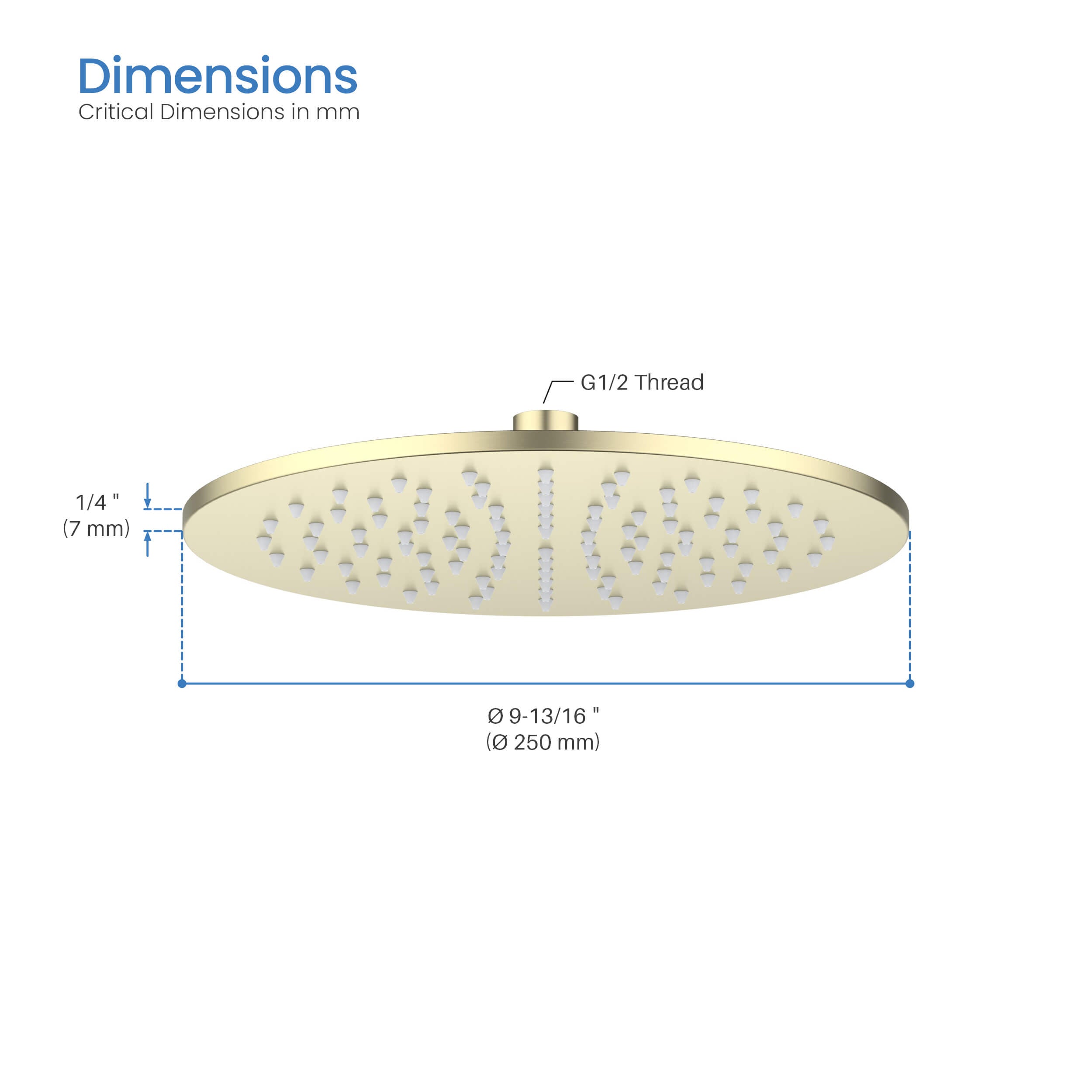 Circular 10" Metal Thin Profile Rain Shower Head 1.75 GPM SH1002